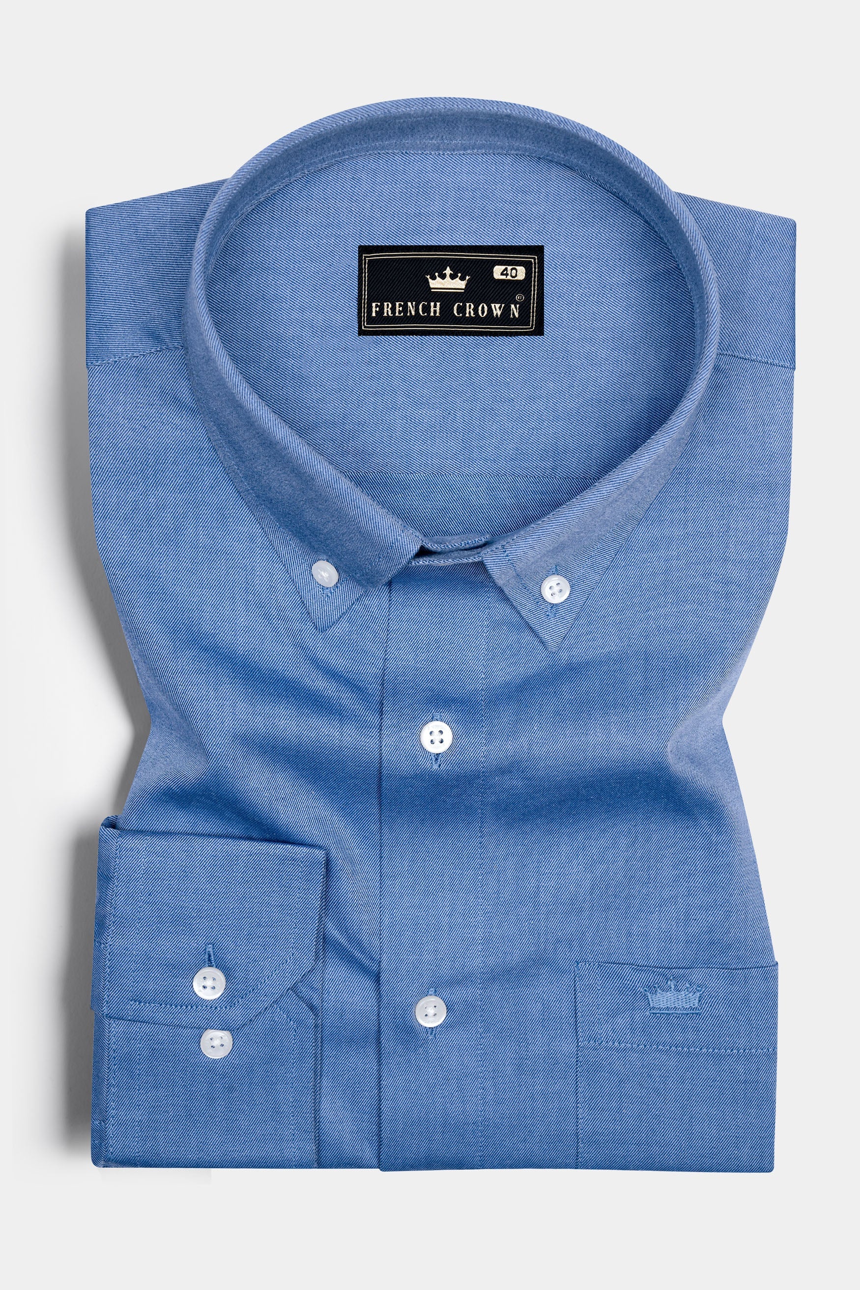 Marino Blue Textured Twill Premium Cotton Shirt