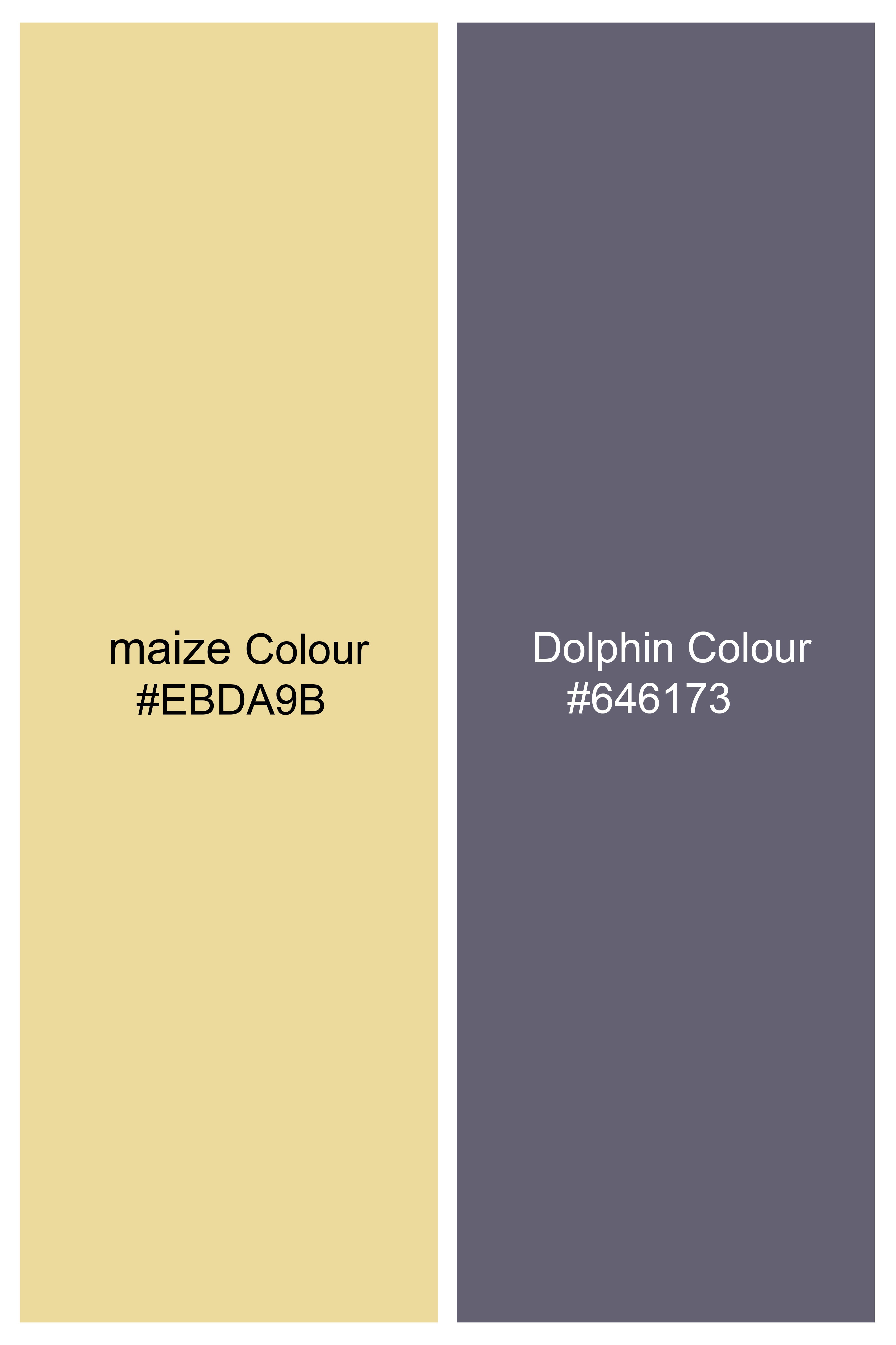 Maize Yellow And Dolphin Gray Checked  Dobby Textured Premium Giza Cotton Shirt
