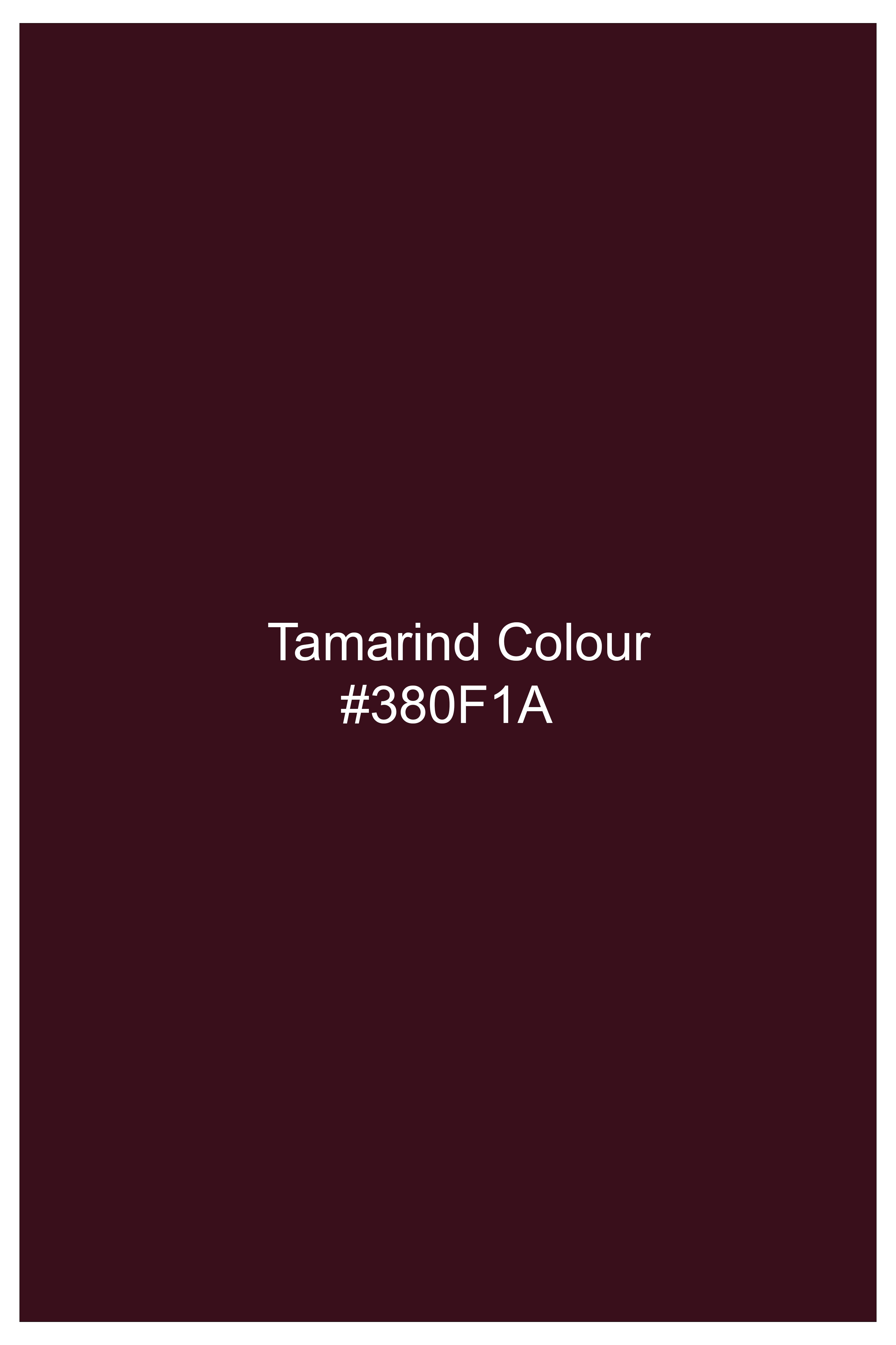 Tamarind maroon With White Piping Work Twill Premium Cotton Designer Shirt