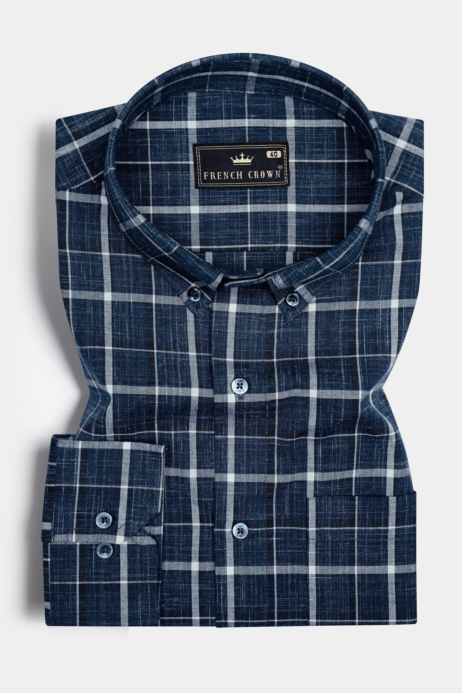 Cloud Burst Blue and Jade Black Plaid Chambray Shirt