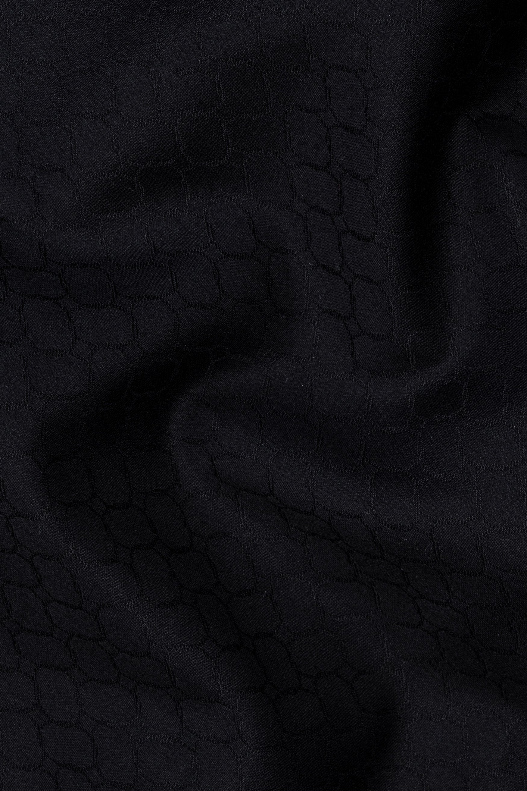 Jade Black With White Cuff Collar Dobby Textured Premium Giza Cotton Shirt