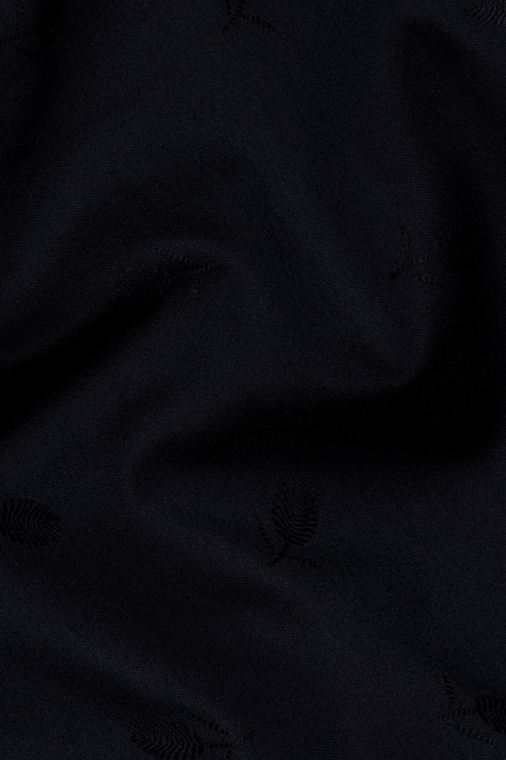 Jade Black Flower Jacquard Textured Premium Giza Cotton Shirt