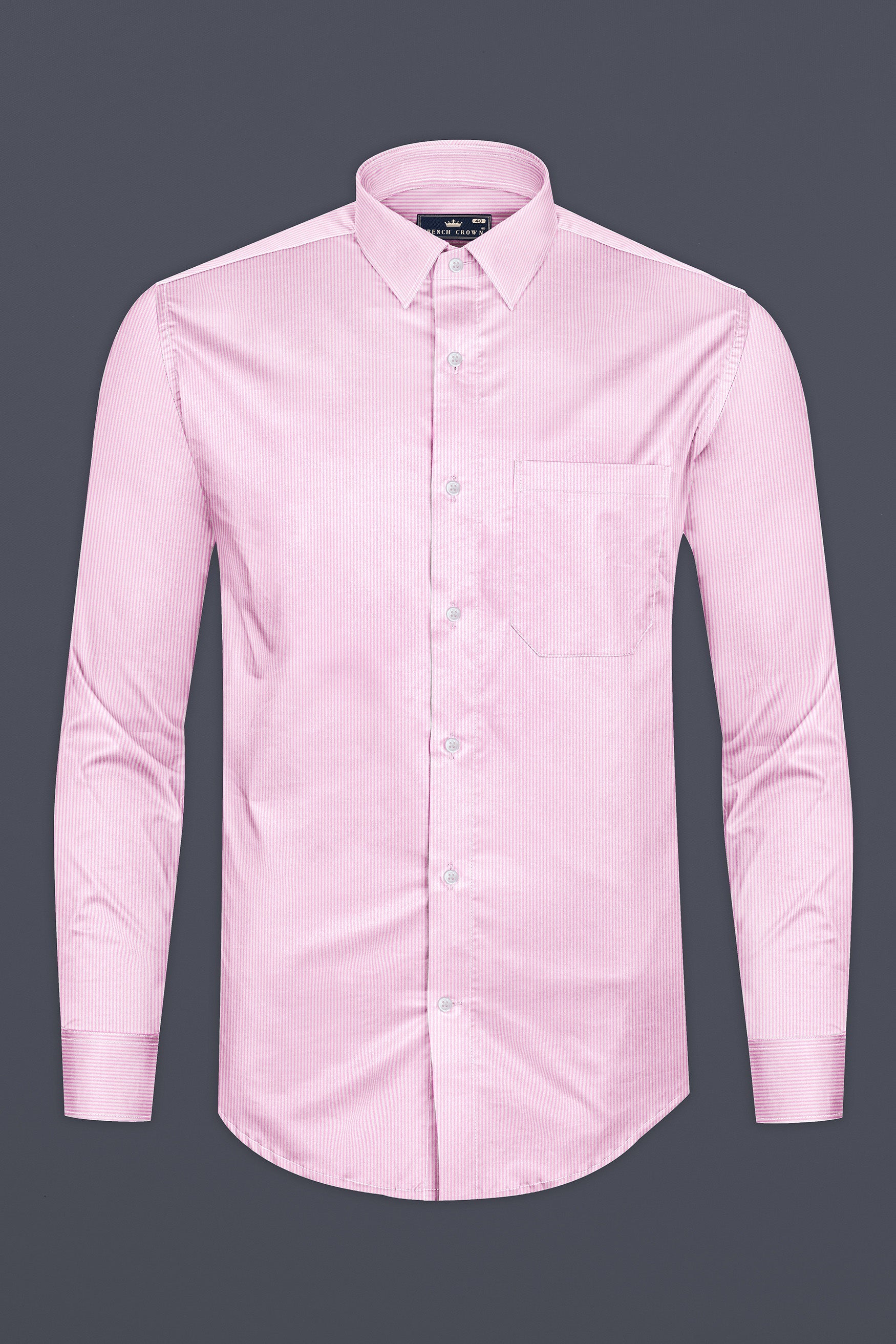 Pastel Pink and Bright White Striped Premium Cotton Shirt