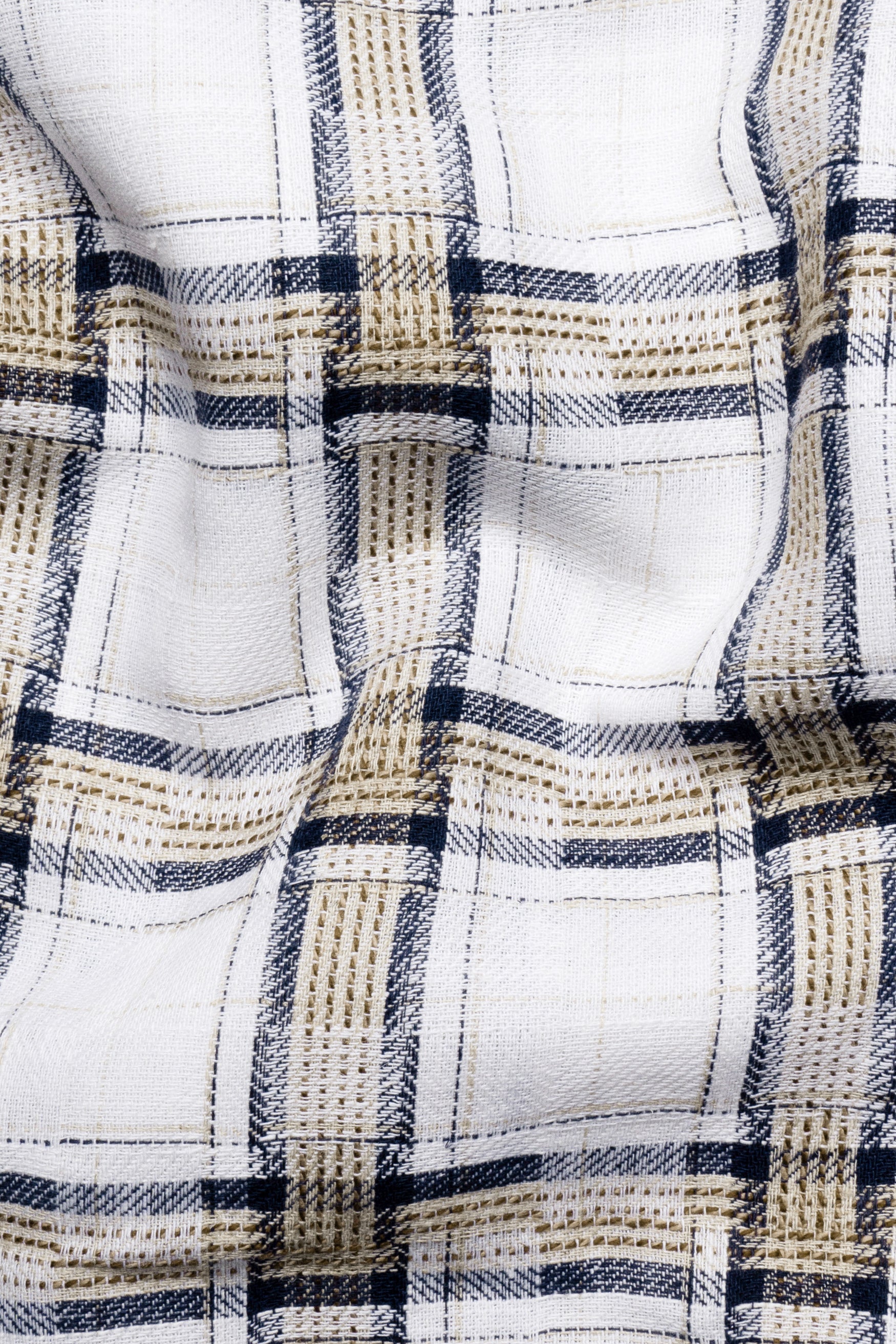 Mystic cream with blue checkered Dobby Textured Premium Giza Cotton Shirt