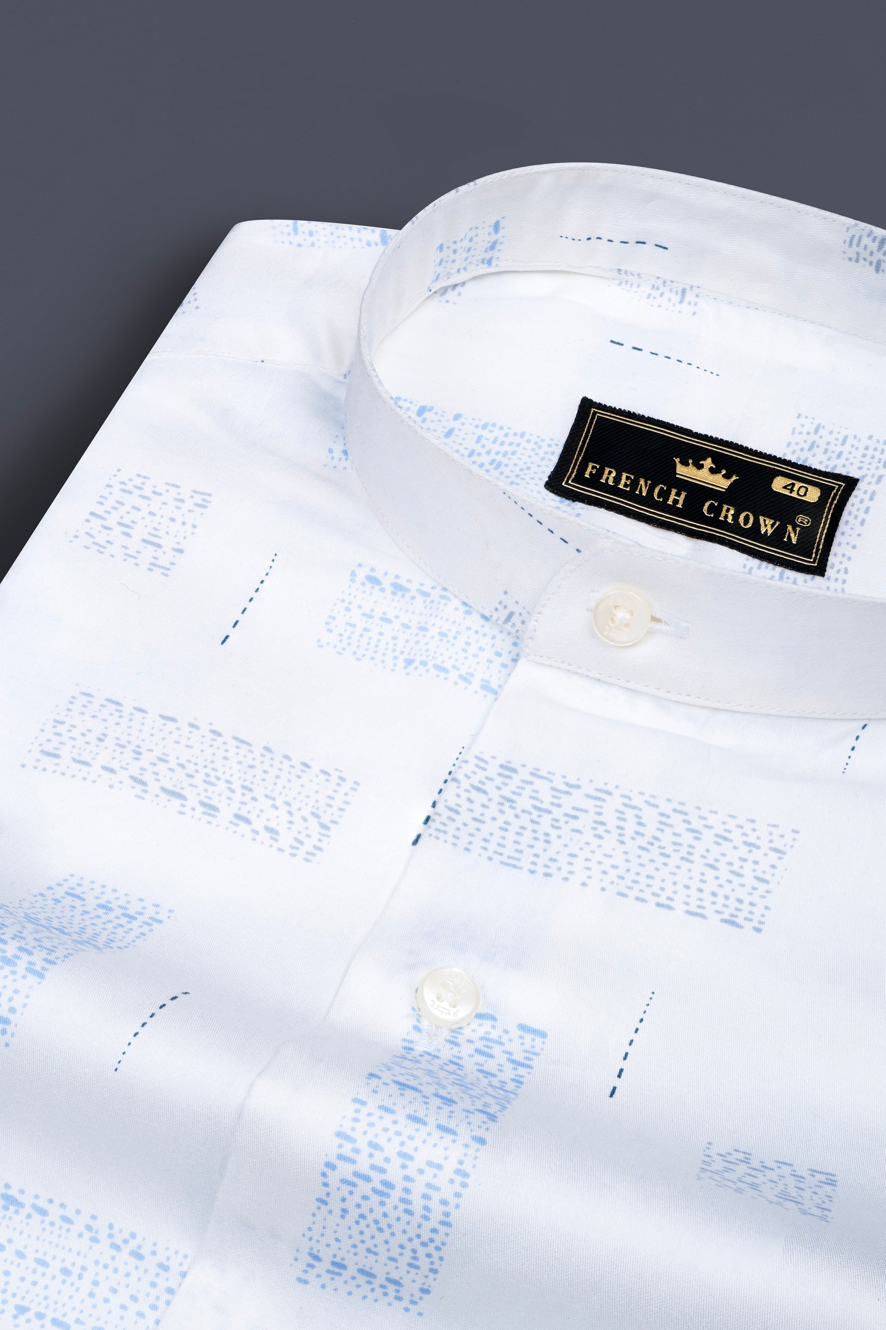 Bright White with Polo Blue Textured Subtle Sheen Super Soft Premium Cotton Shirt