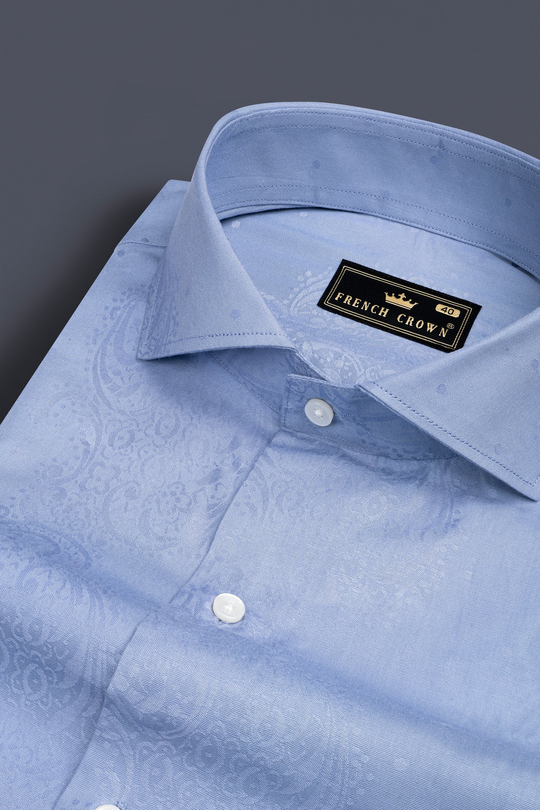 Polo Blue paisley Printed jacquard Premium Giza Cotton Shirt