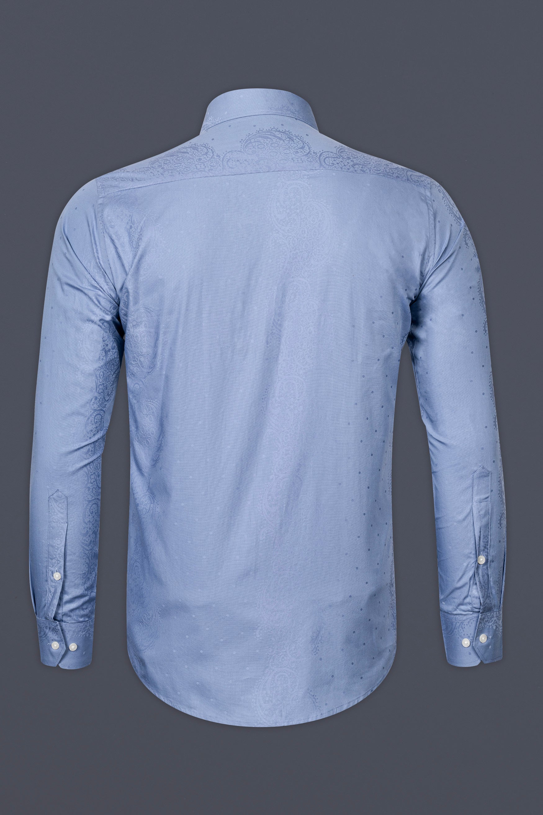Polo Blue paisley Printed jacquard Premium Giza Cotton Shirt