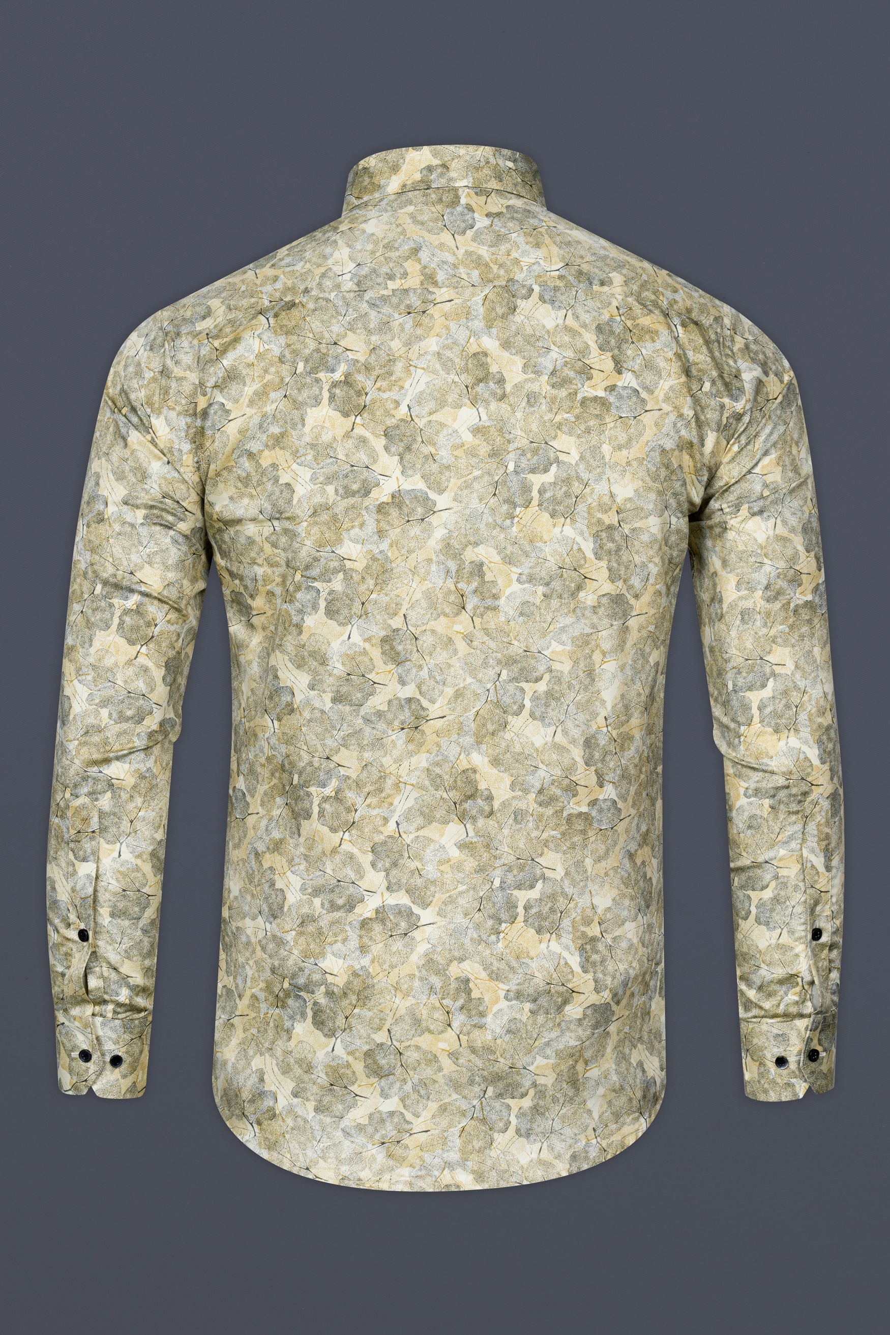 Putty Yellow Leaves Printed Subtle Sheen Super Soft Premium Cotton designer Shirt