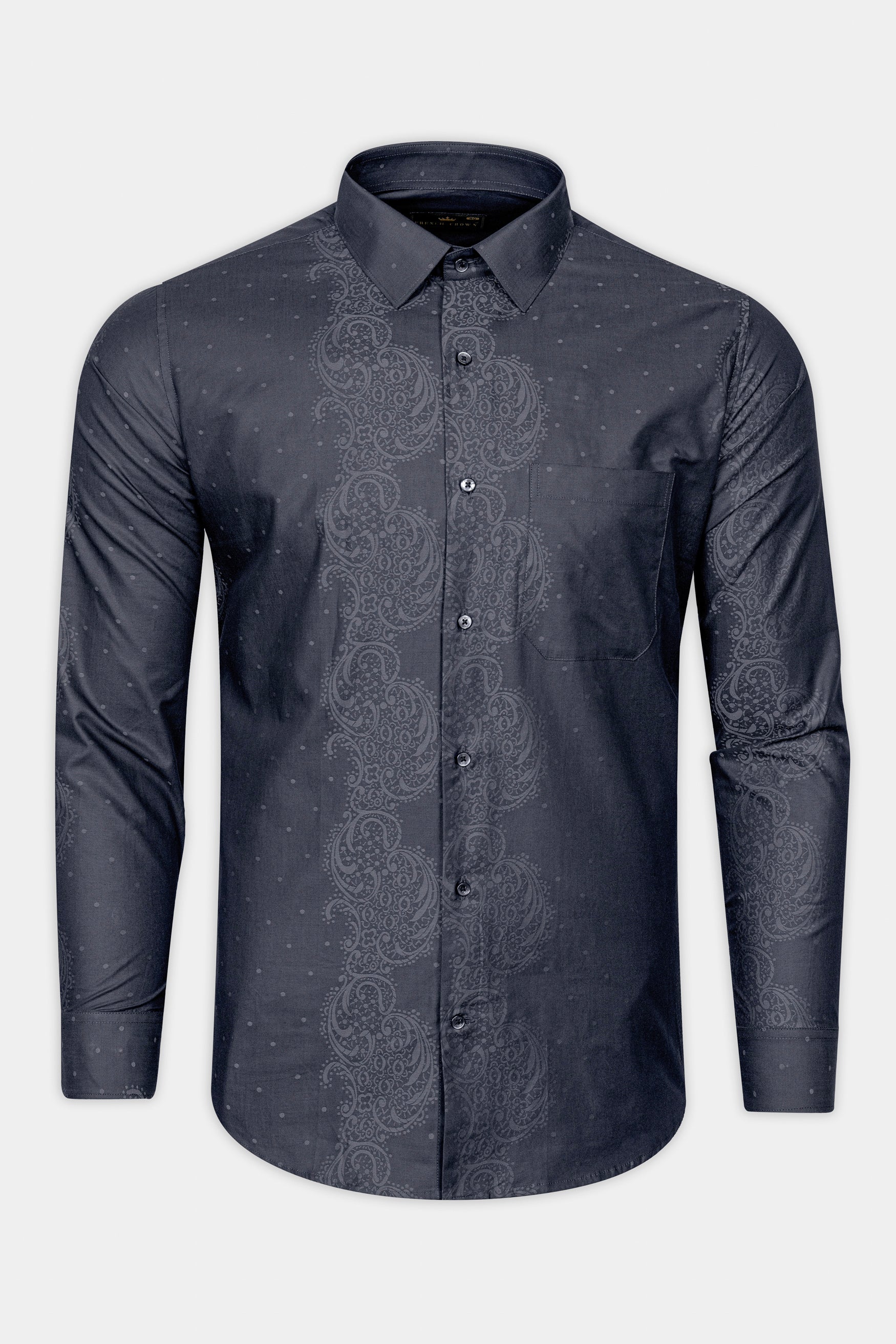 Trout Gray lack Paisley Jacquard Textured Premium Giza Cotton Shirt