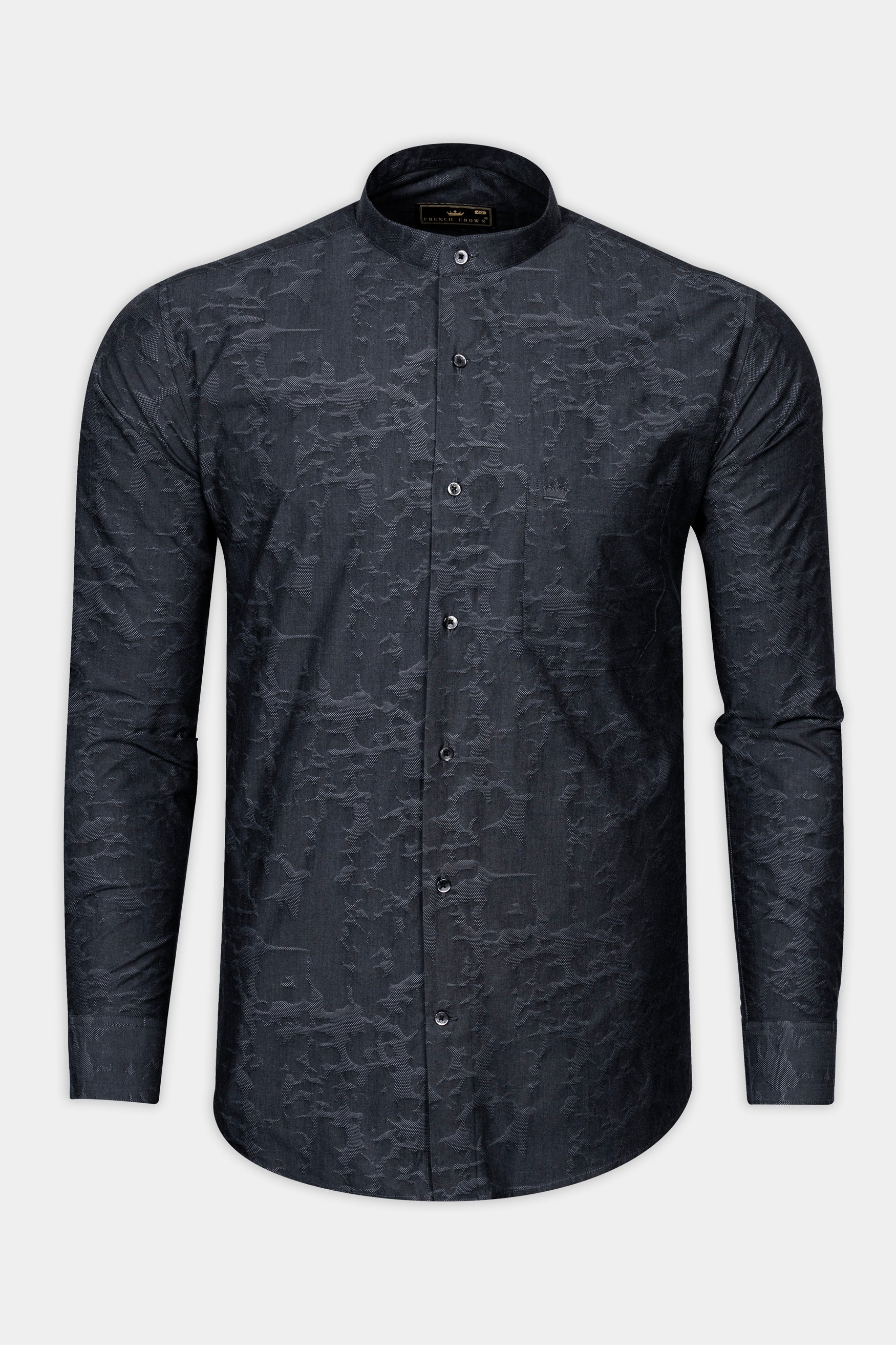 Shark blue Jacquard Textured Premium Giza Cotton Shirt