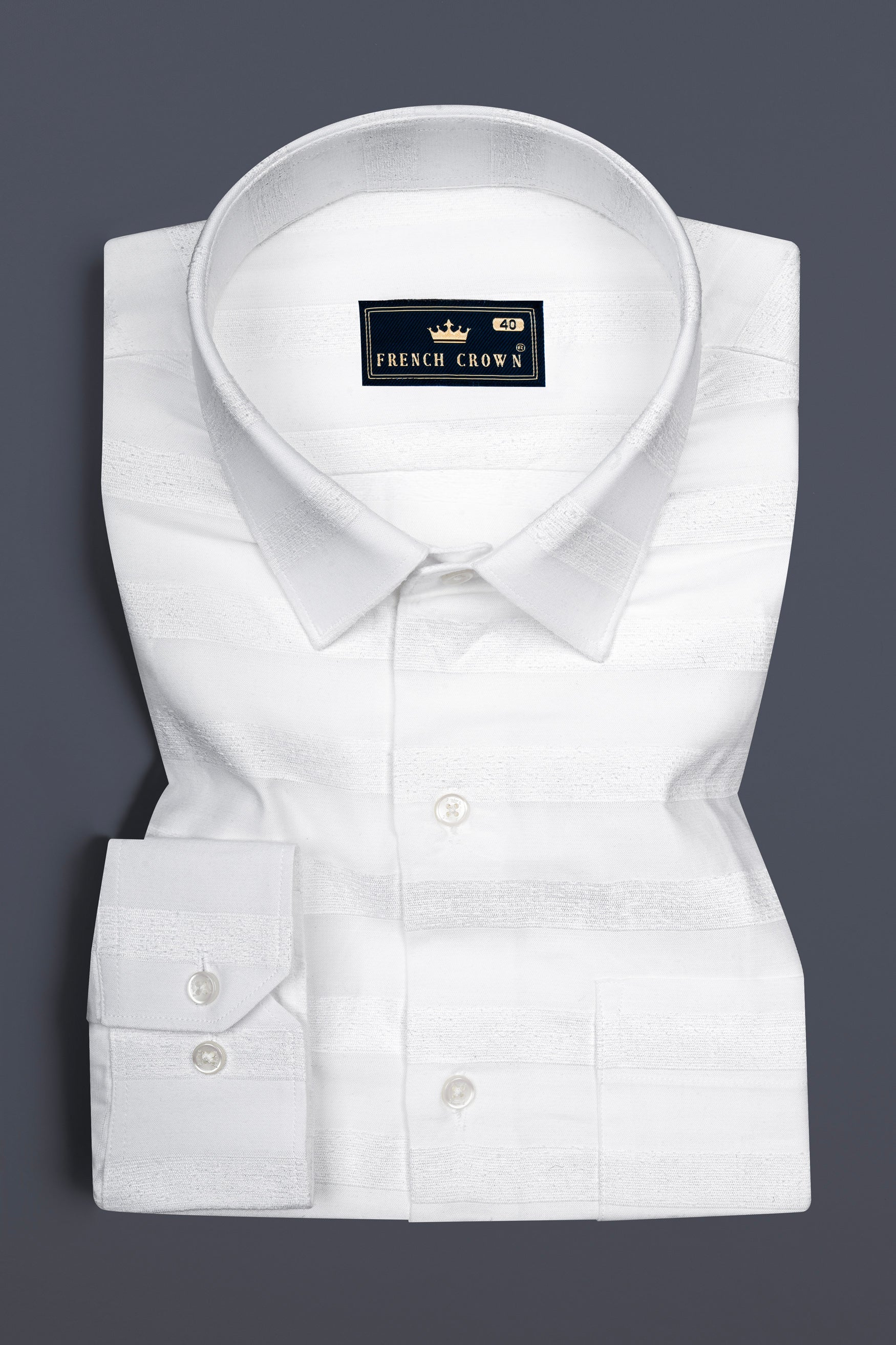 Bright White Dobby Textured Premium Cotton Shirt