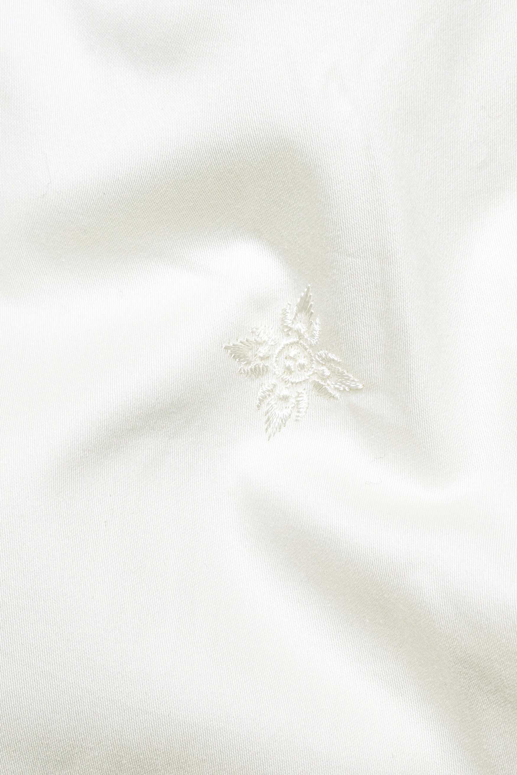 Porcelain Off White Subtle Sheen Embroidery Flower Printed Super Soft Premium Cotton Shirt