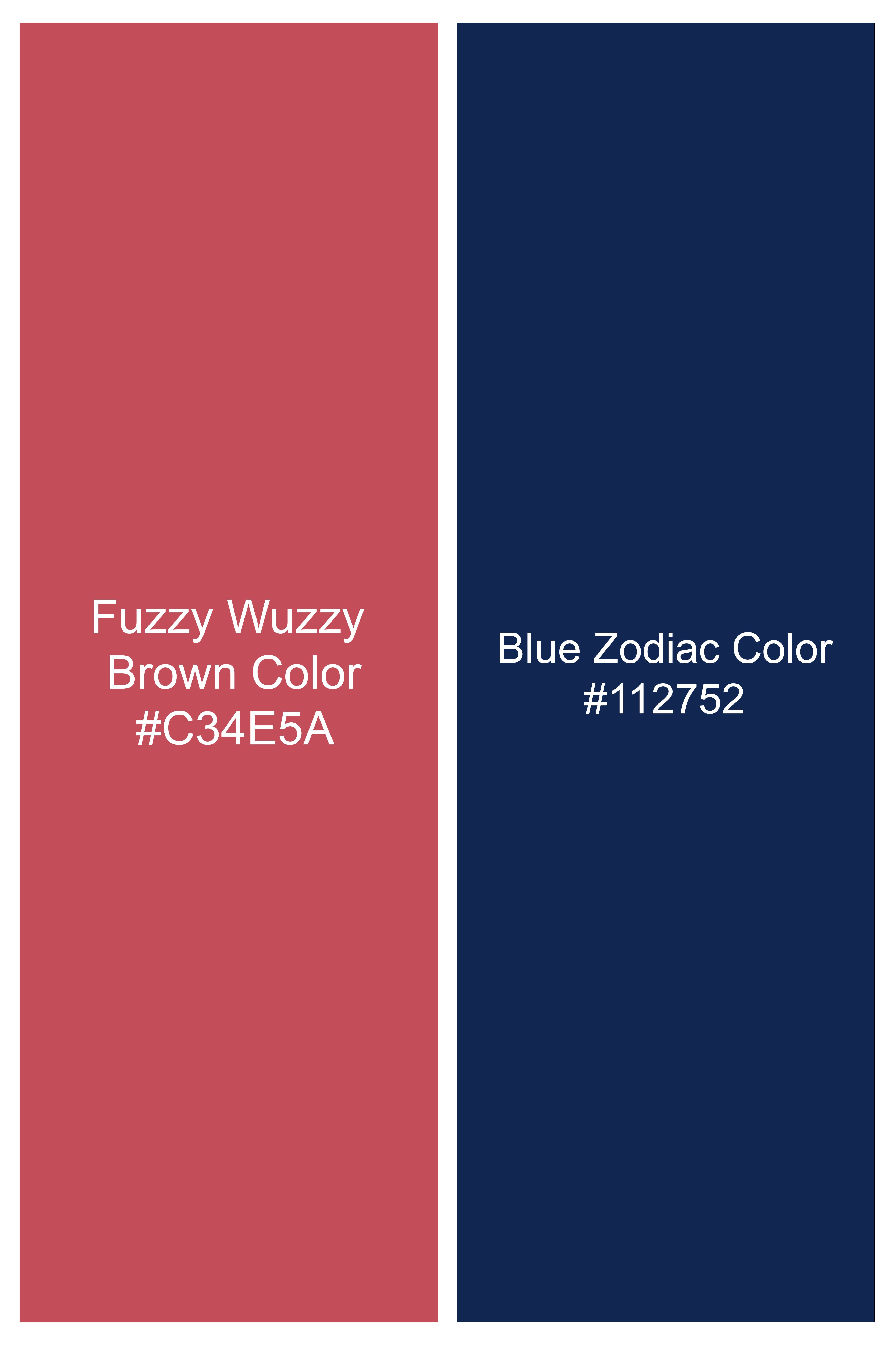 Fuzzy Wuzzy Red with Zodiac Blue Plaid Flannel Shirt