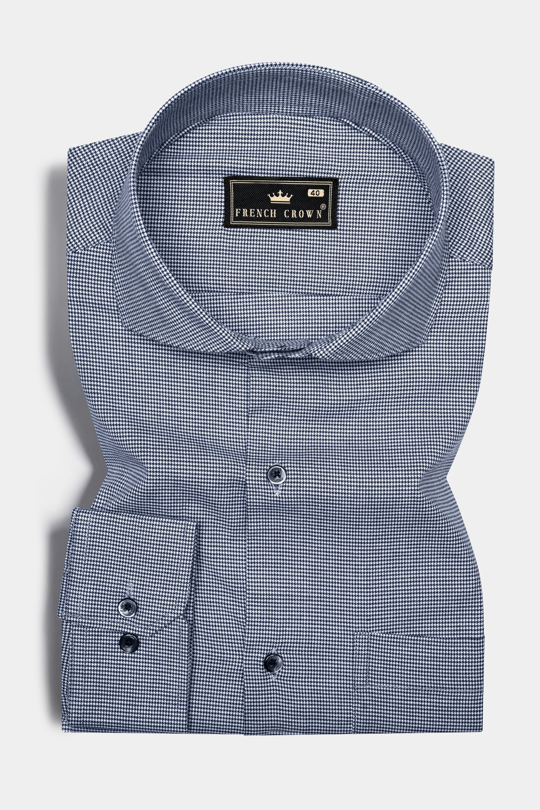 Mirage Blue with White Mini checkered Houndstooth Shirt