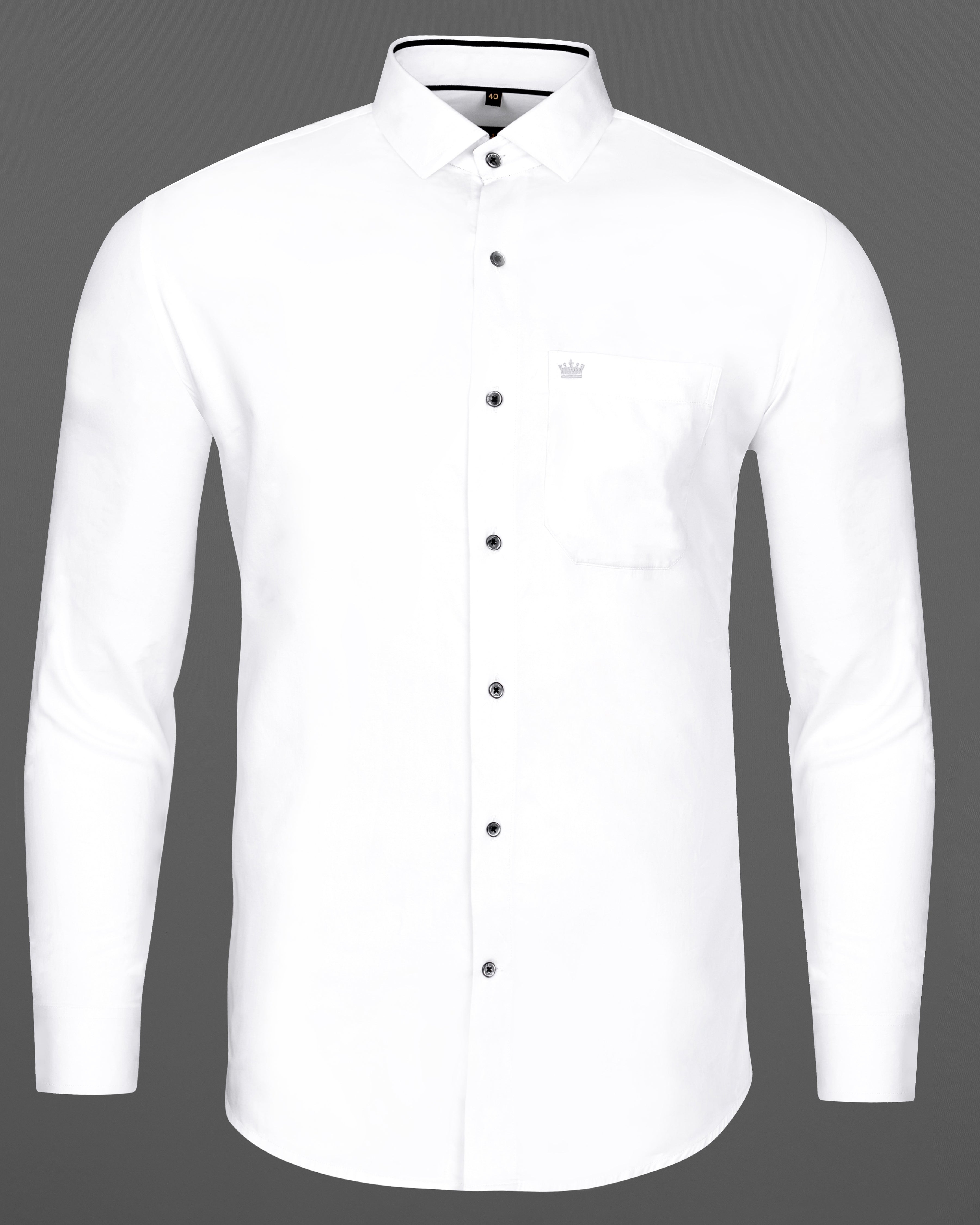 Bright White Formal Plain-Solid Premium Cotton Shirt For Men