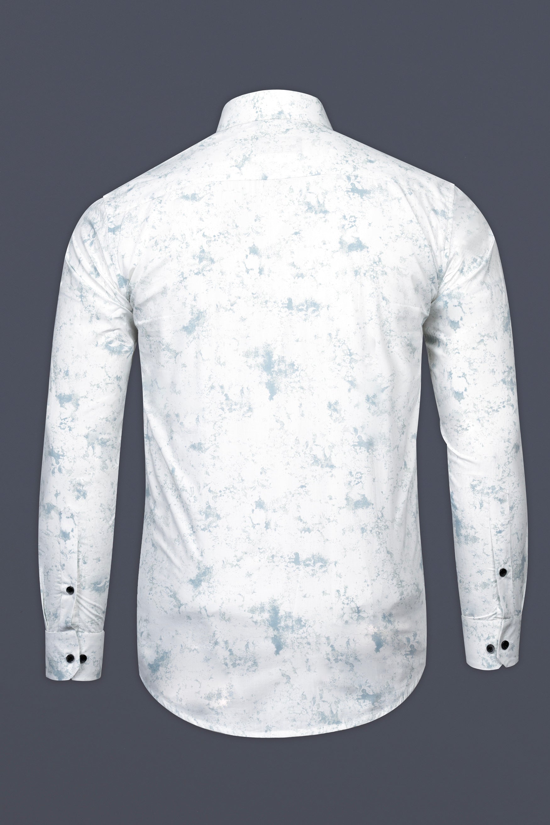 Bright White with French Gray Marble Prints with Black Button Patti Placket Super Soft Premium Designer Shirt