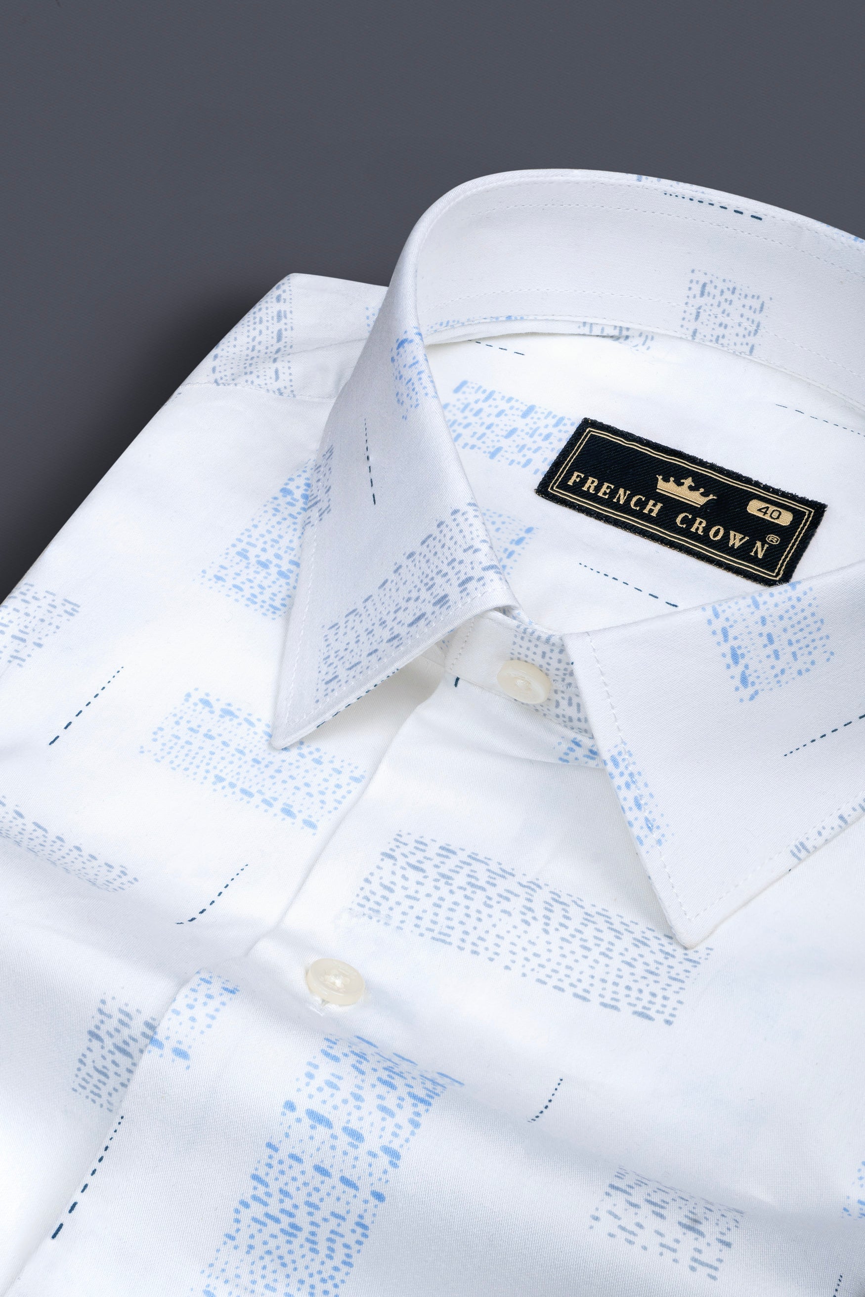 Bright White with Jordy Blue Square Printed Super Soft Premium Cotton Shirt