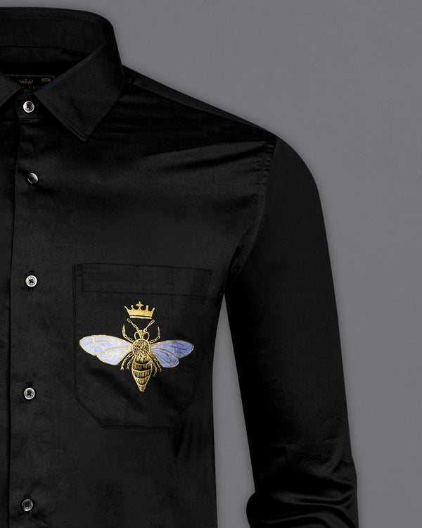 Jade Black Hand Painted (Honey Bee) Super Soft Premium Cotton Designer Shirt 1312-BLK-ART02-38, 1312-BLK-ART02-H-38, 1312-BLK-ART02-39, 1312-BLK-ART02-H-39, 1312-BLK-ART02-40, 1312-BLK-ART02-H-40, 1312-BLK-ART02-42, 1312-BLK-ART02-H-42, 1312-BLK-ART02-44, 1312-BLK-ART02-H-44, 1312-BLK-ART02-46, 1312-BLK-ART02-H-46, 1312-BLK-ART02-48, 1312-BLK-ART02-H-48, 1312-BLK-ART02-50, 1312-BLK-ART02-H-50, 1312-BLK-ART02-52, 1312-BLK-ART02-H-52
