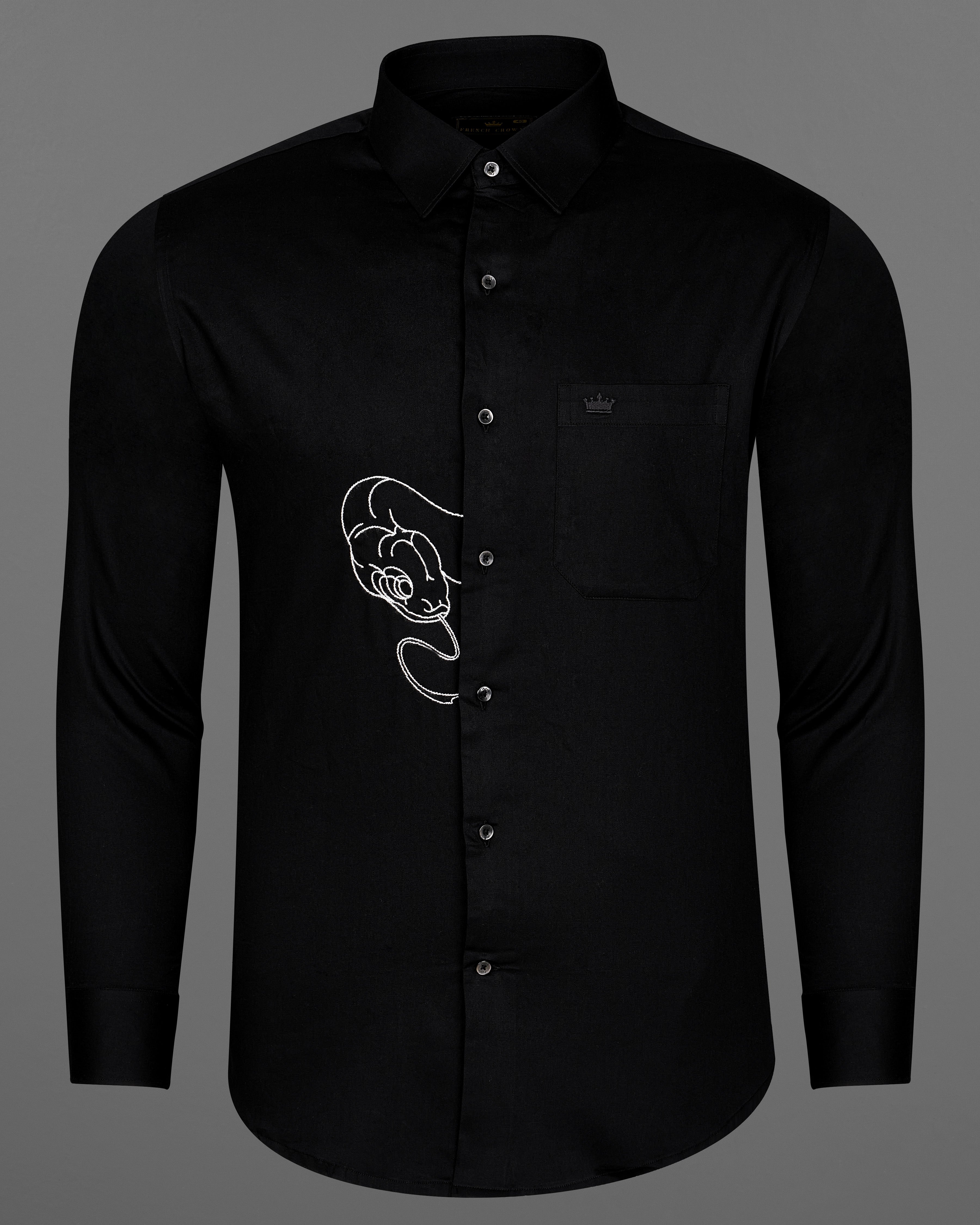 Jade Black Snake Embroidered Super Soft Premium Cotton Shirt 1312-BLK-E012-38, 1312-BLK-E012-H-38, 1312-BLK-E012-39, 1312-BLK-E012-H-39, 1312-BLK-E012-40, 1312-BLK-E012-H-40, 1312-BLK-E012-42, 1312-BLK-E012-H-42, 1312-BLK-E012-44, 1312-BLK-E012-H-44, 1312-BLK-E012-46, 1312-BLK-E012-H-46, 1312-BLK-E012-48, 1312-BLK-E012-H-48, 1312-BLK-E012-50, 1312-BLK-E012-H-50, 1312-BLK-E012-52, 1312-BLK-E012-H-52