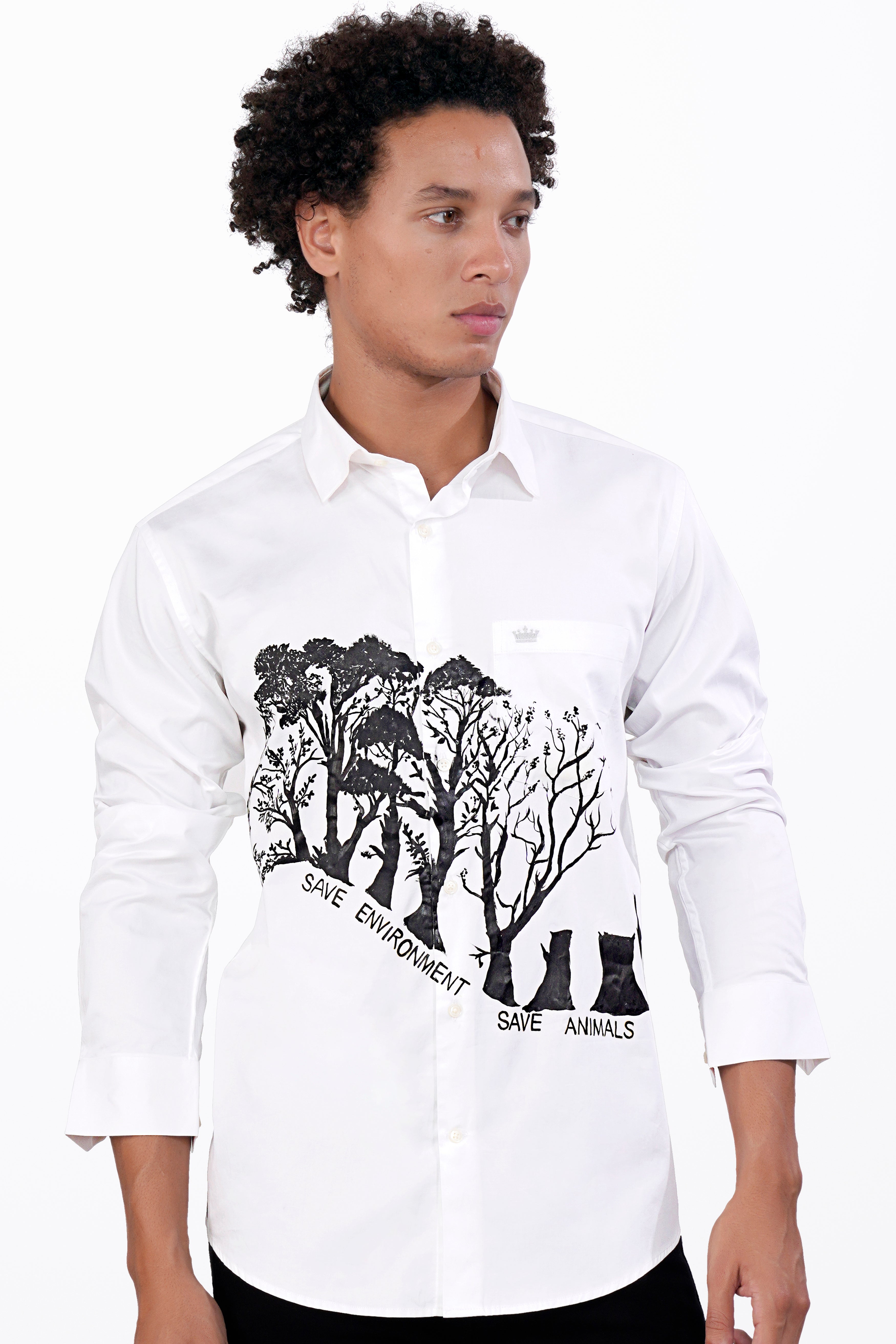 Bright White Hand Painted with a Strong Message Premium Cotton Designer Shirt 1575-ART02-38, 1575-ART02-H-38, 1575-ART02-39, 1575-ART02-H-39, 1575-ART02-40, 1575-ART02-H-40, 1575-ART02-42, 1575-ART02-H-42, 1575-ART02-44, 1575-ART02-H-44, 1575-ART02-46, 1575-ART02-H-46, 1575-ART02-48, 1575-ART02-H-48, 1575-ART02-50, 1575-ART02-H-50, 1575-ART02-52, 1575-ART02-H-52