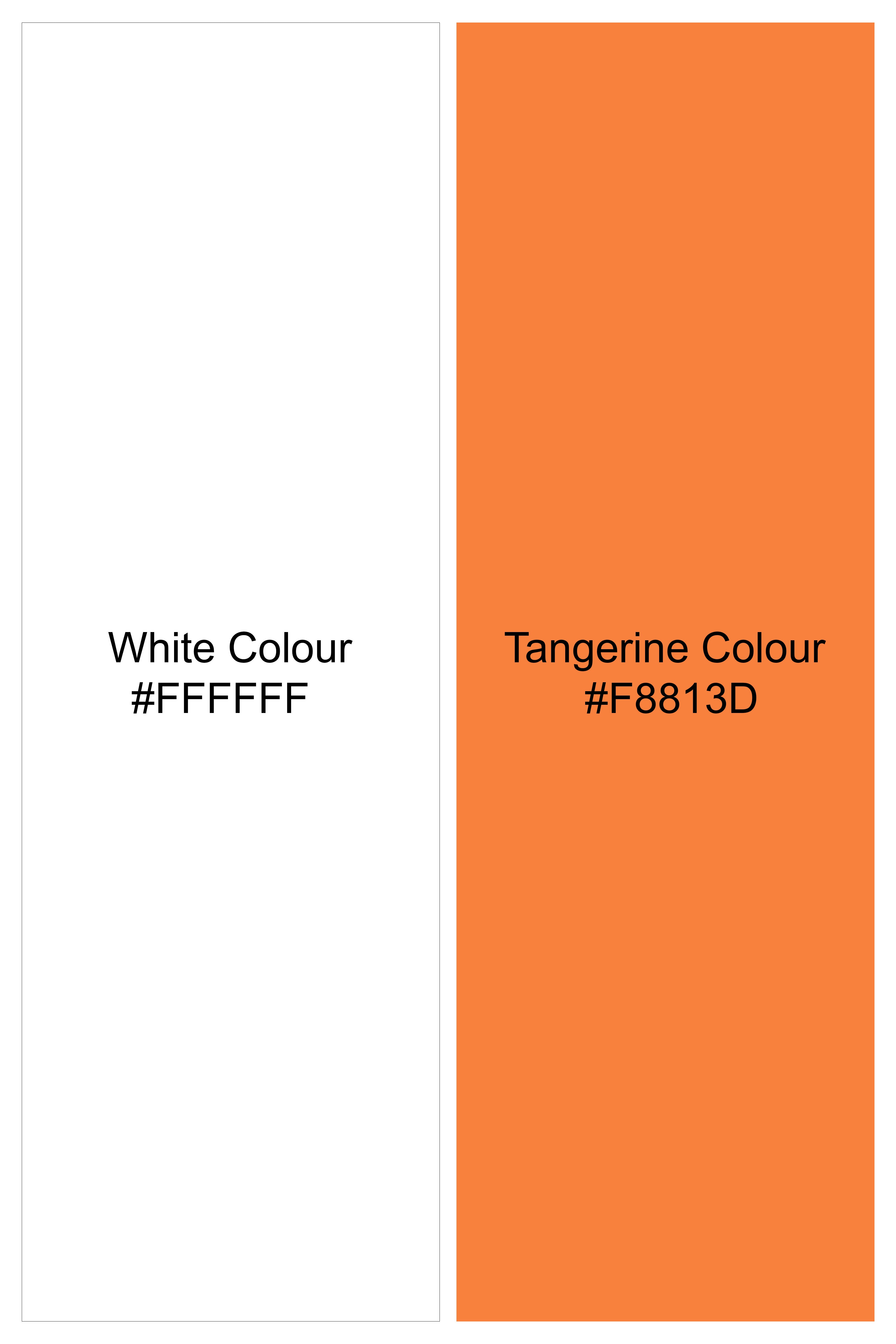 Bright White with Tangerine Orange Jai Shree Ram Hand Painted Premium Cotton Designer Shirt