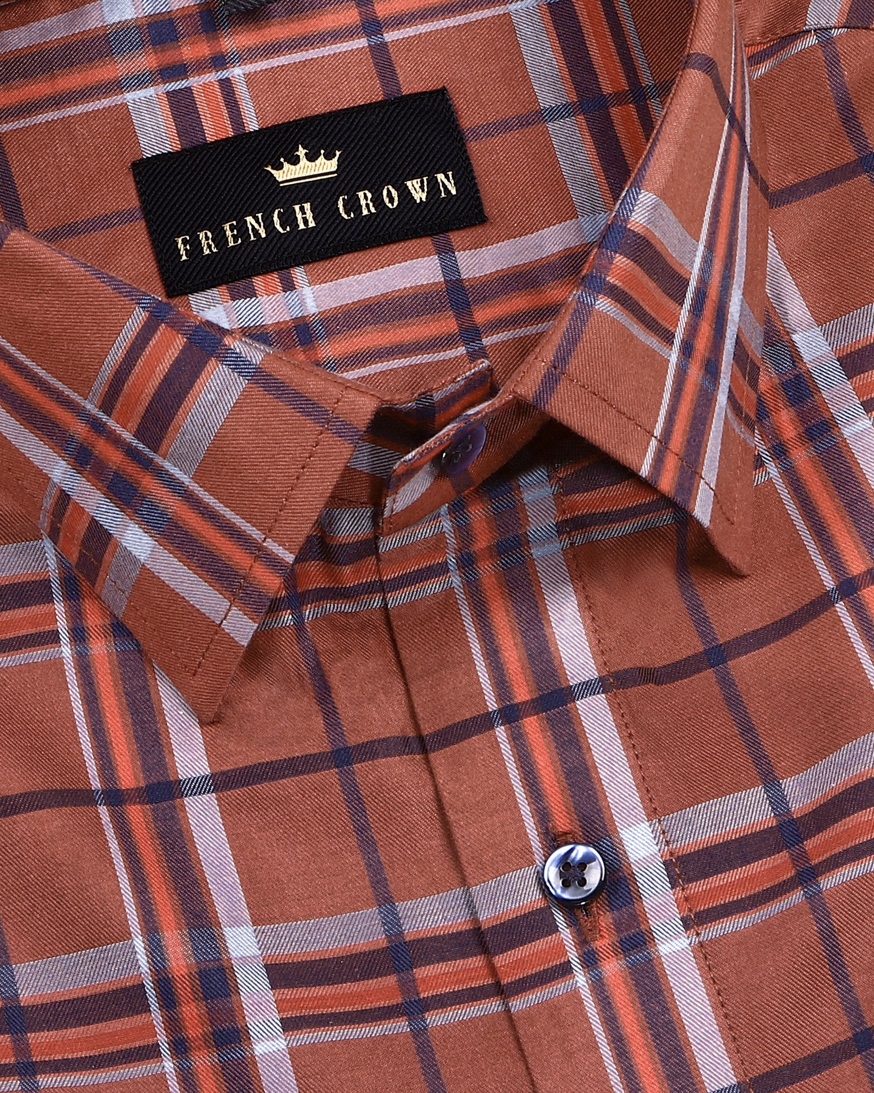 Rust Brown Checked Premium Cotton SHIRT