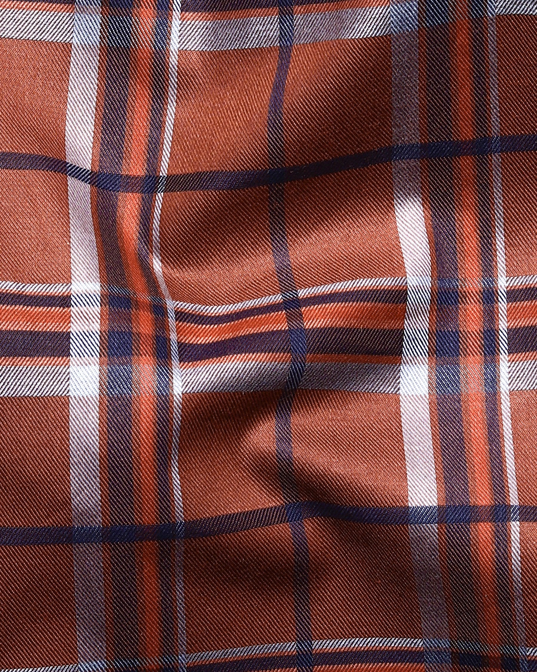 Rust Brown Checked Premium Cotton SHIRT