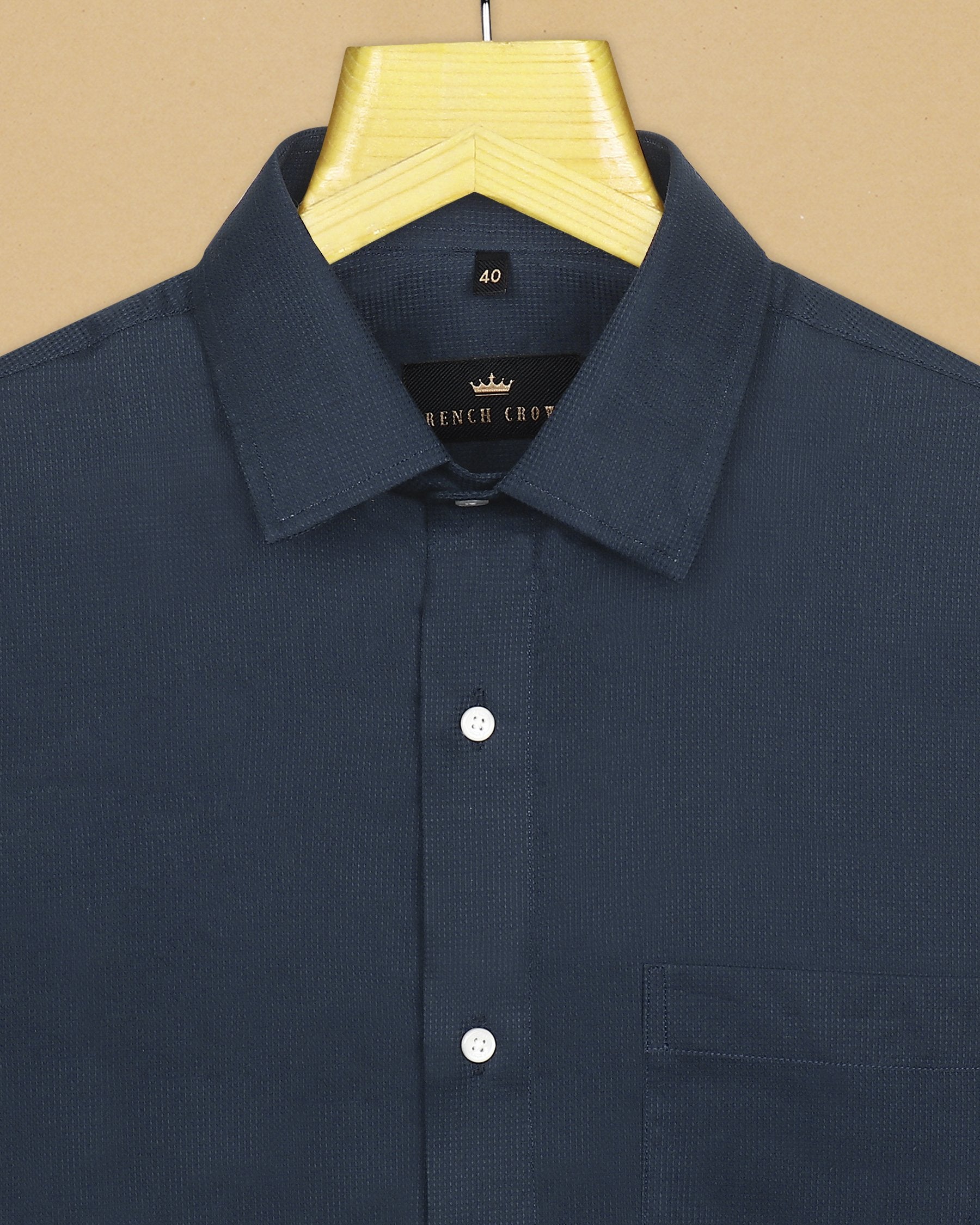 Navy Diamond dobby Giza Cotton shirt