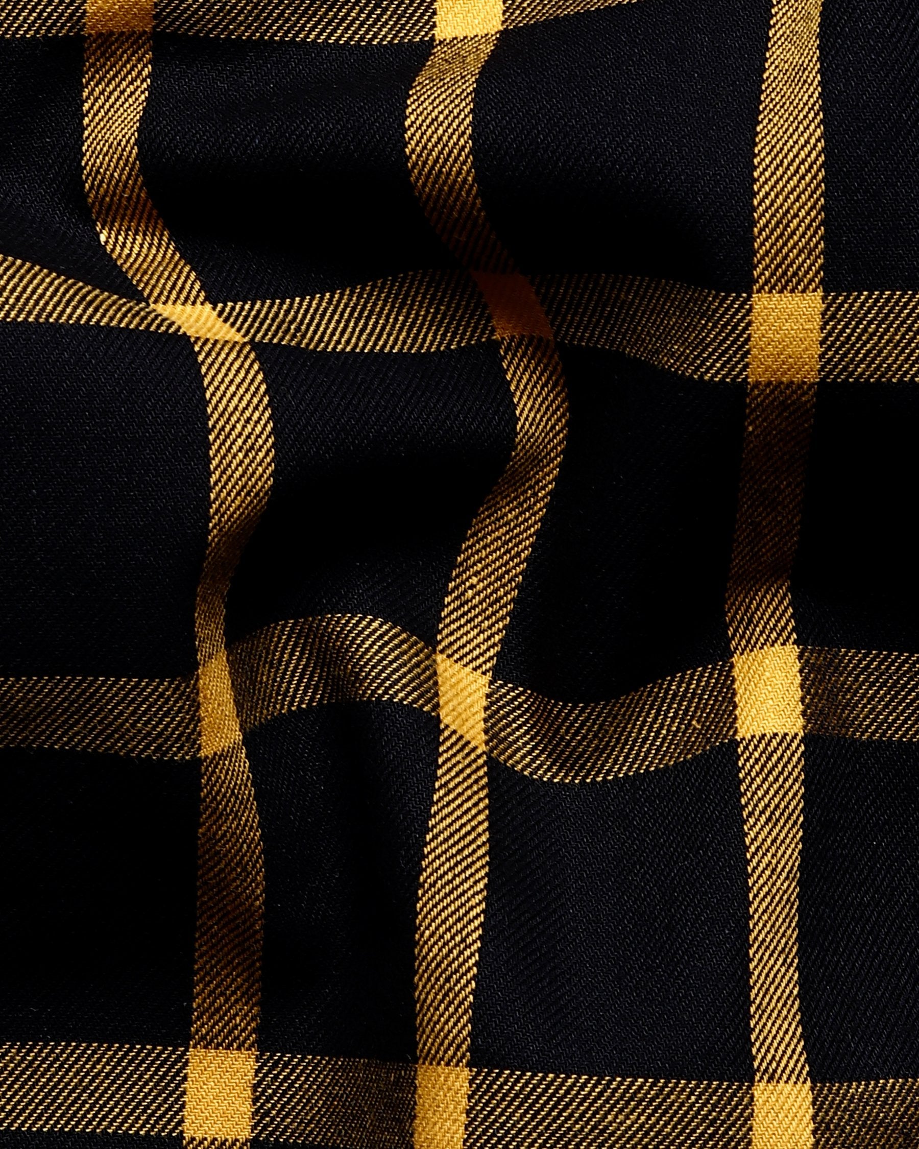 Jade Black with Yellow Windowpane Flannel Cotton SHIRT