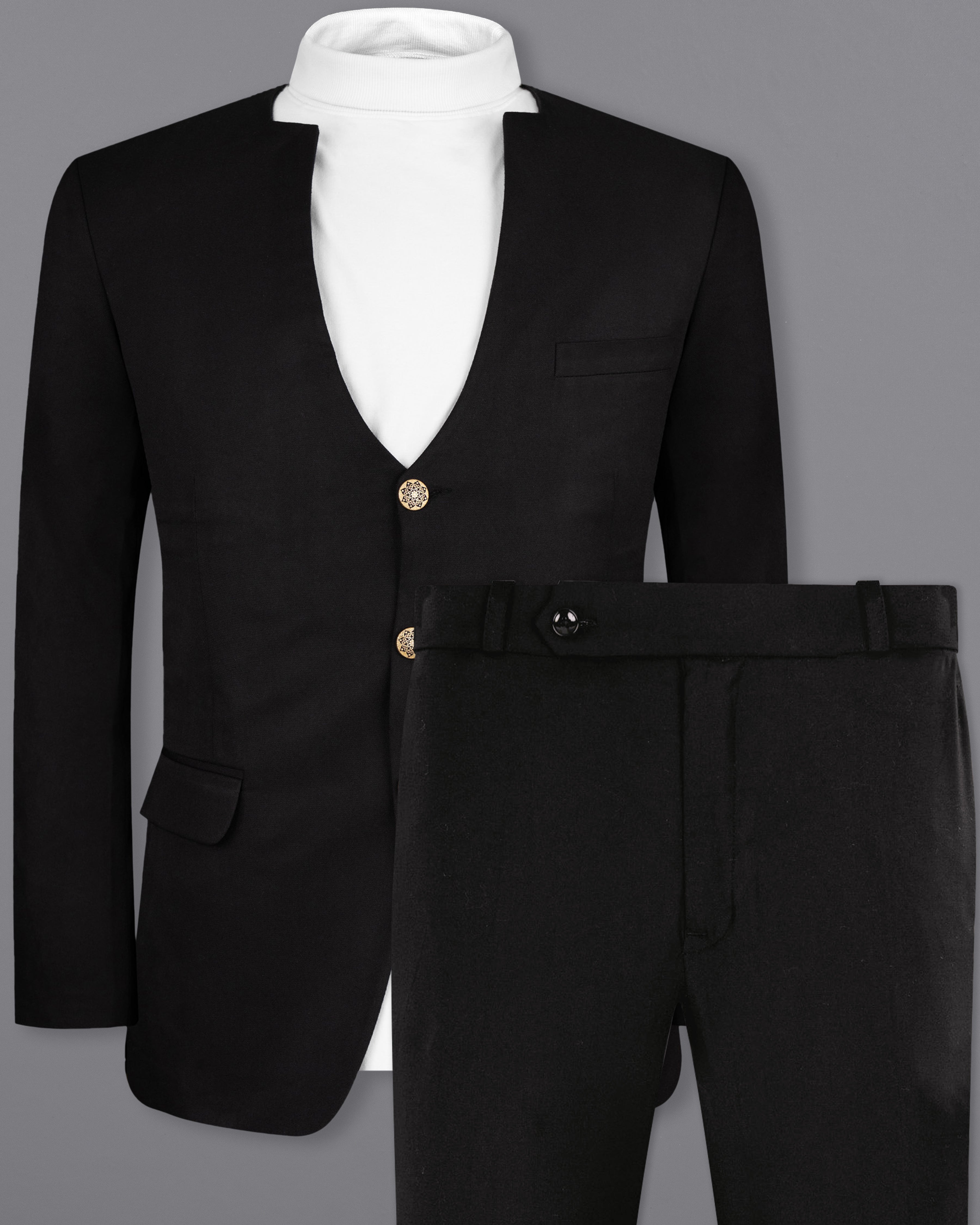 Jade Black Subtle Sheen Designer Wool Rich Suit