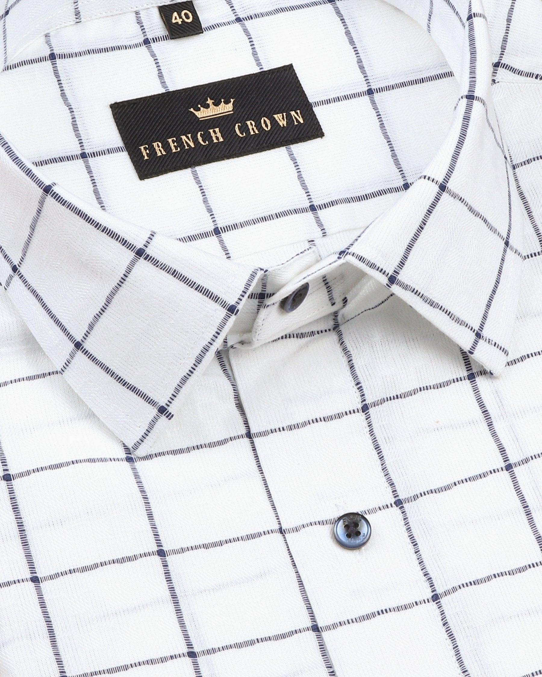 Bright White windowpane Dobby Giza Cotton shirt