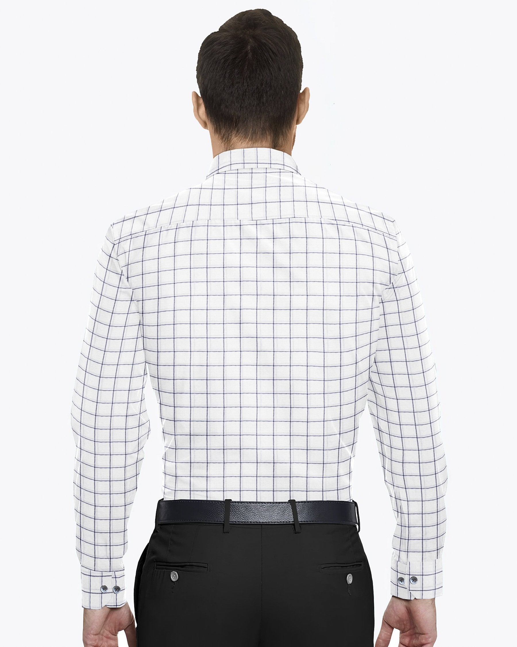 Bright White windowpane Dobby Giza Cotton shirt