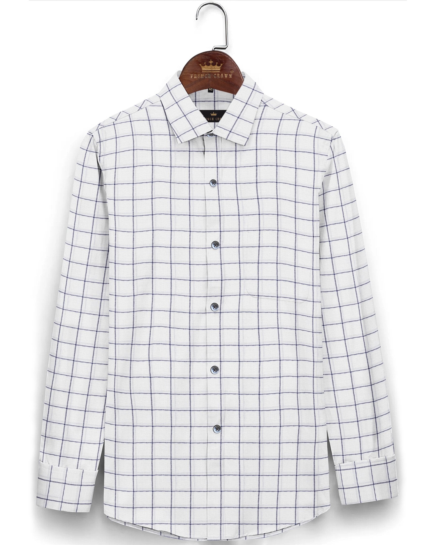 Bright White windowpane Dobby Giza Cotton shirt