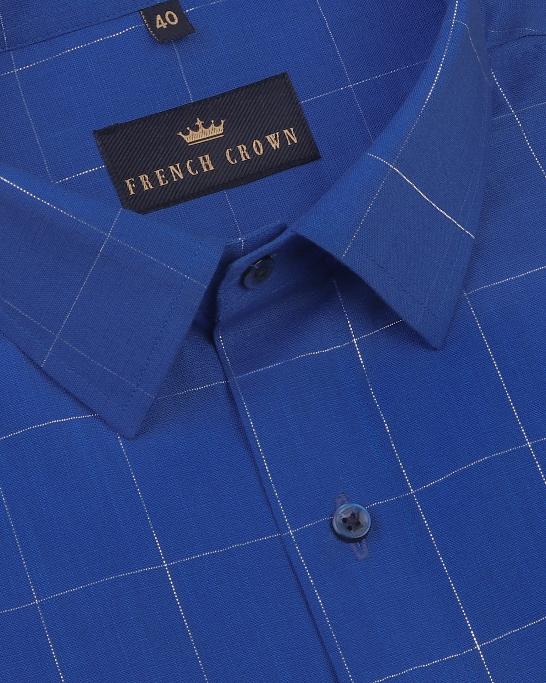 Blue with Silver windowpane Luxurious Linen Shirt