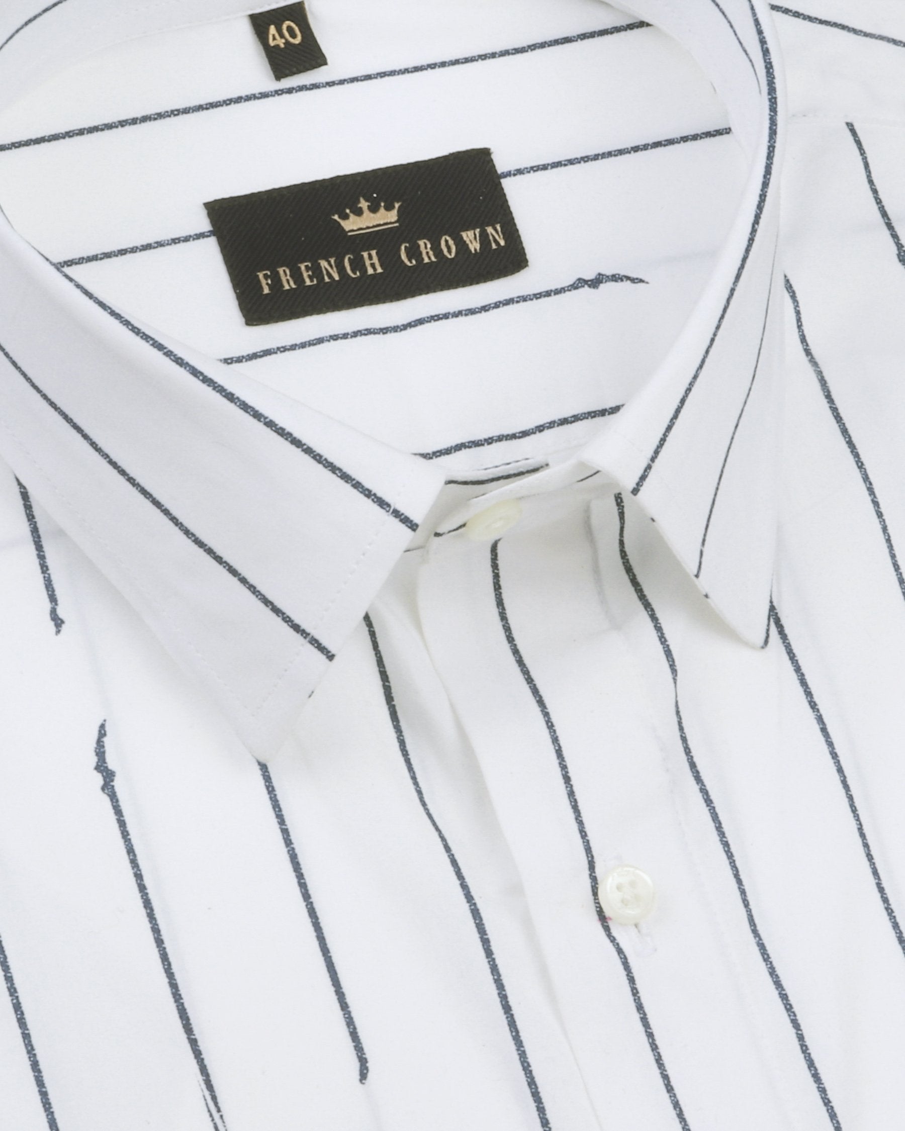Bright White Broken and Faded Striped premium Cotton Shirt