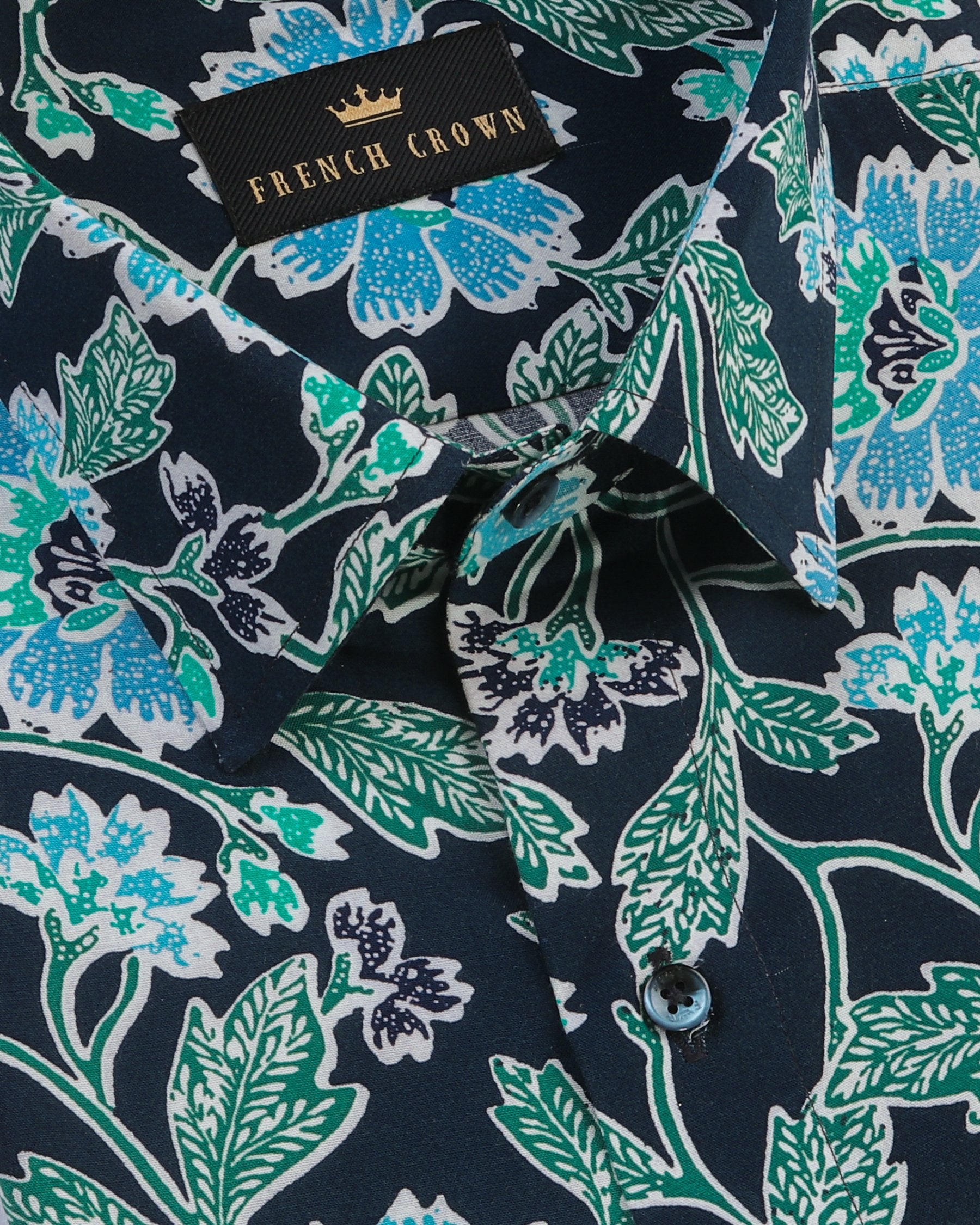 Blue Large Scale Flowers Print super soft Beach Shirt