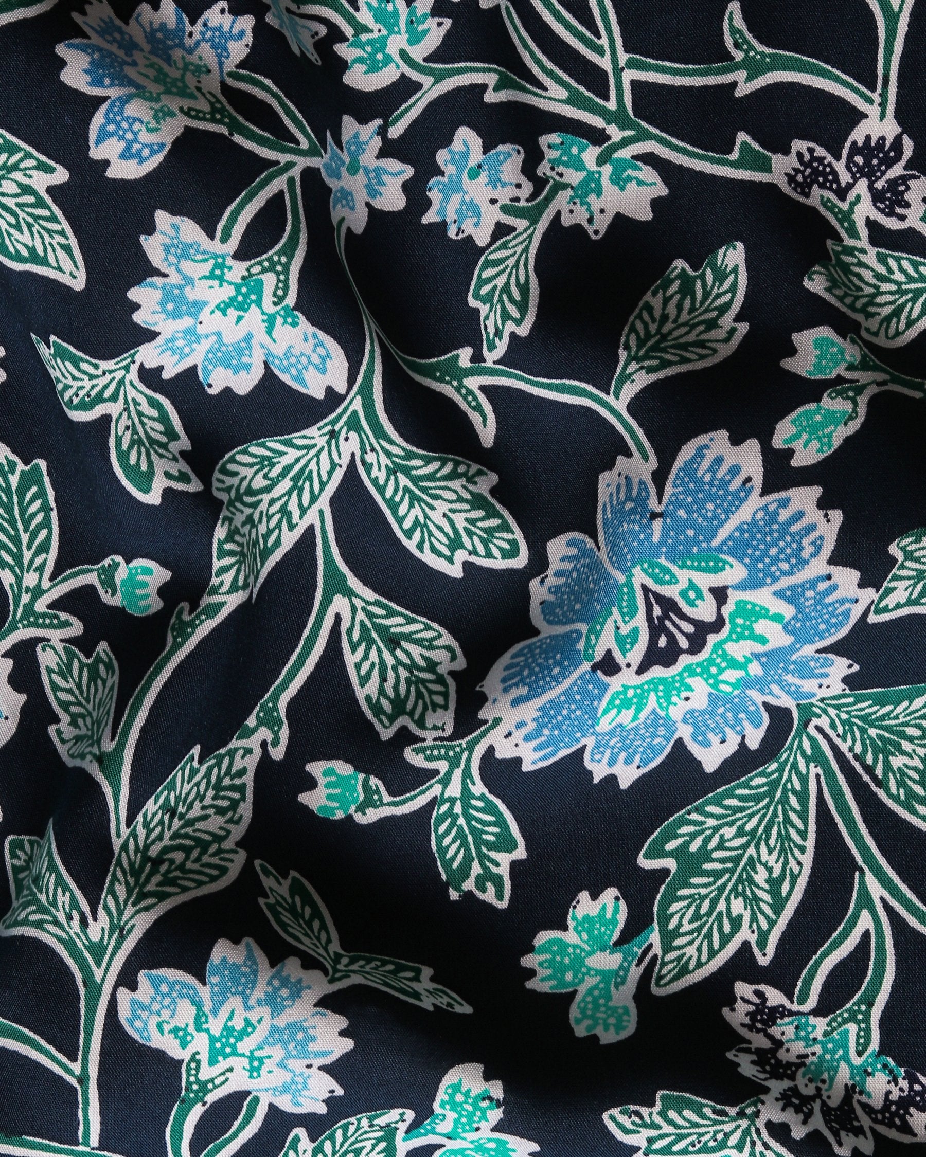 Blue Large Scale Flowers Print super soft Beach Shirt