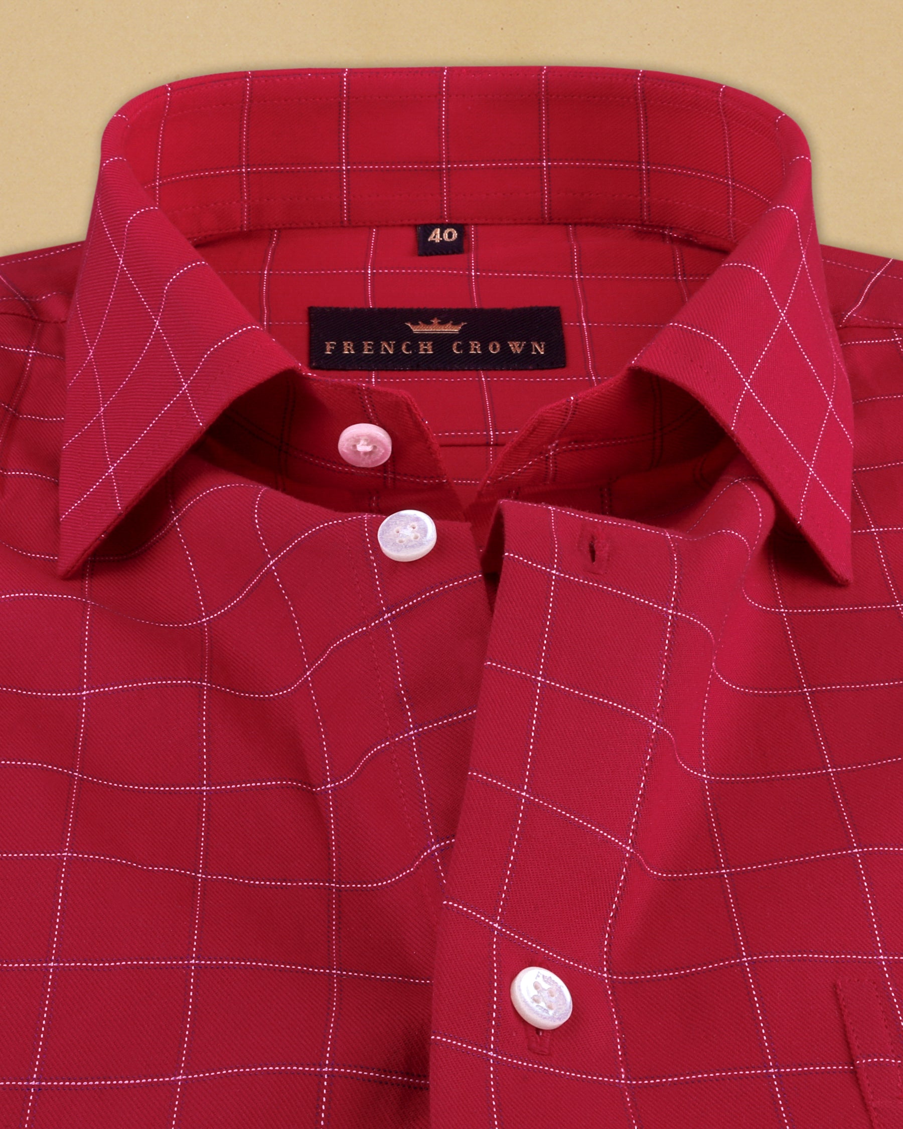 Bright Red windowpane Premium Cotton SHIRT