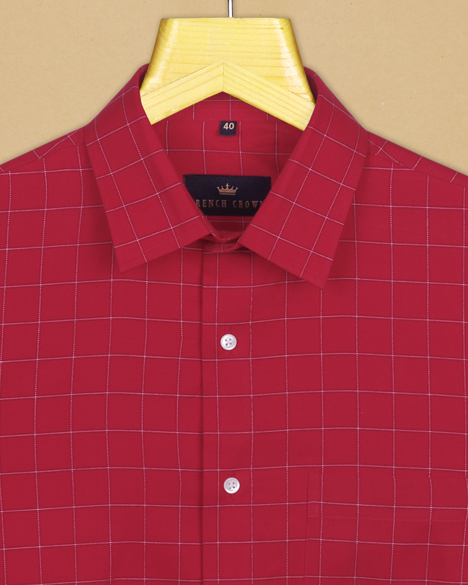 Bright Red windowpane Premium Cotton SHIRT