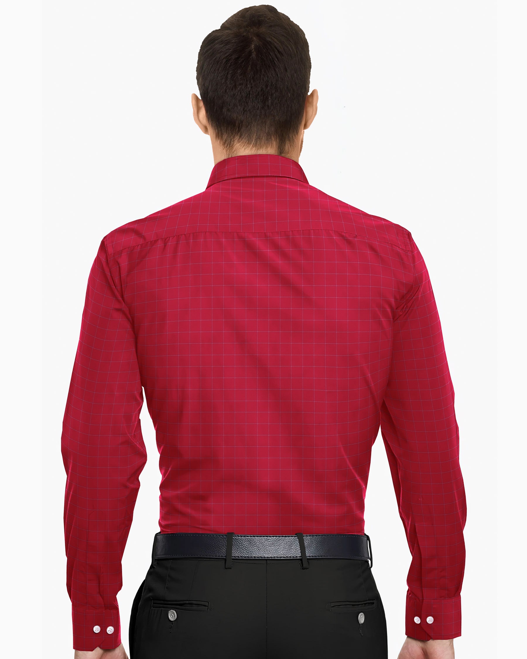 Bright Red windowpane Premium Cotton SHIRT