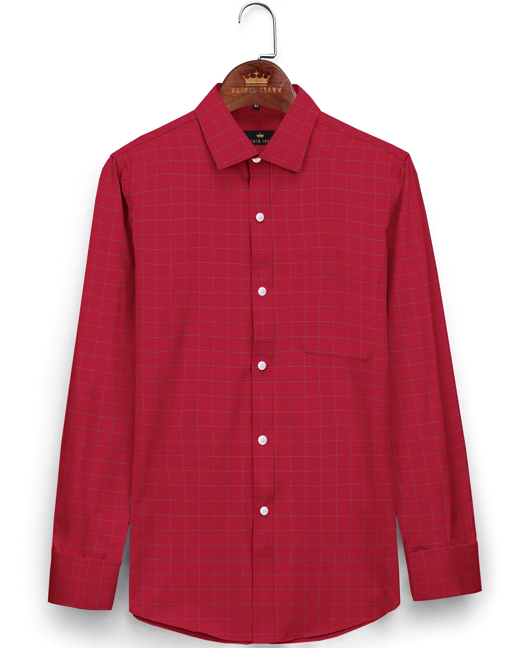 Bright Red windowpane Premium Cotton SHIRT