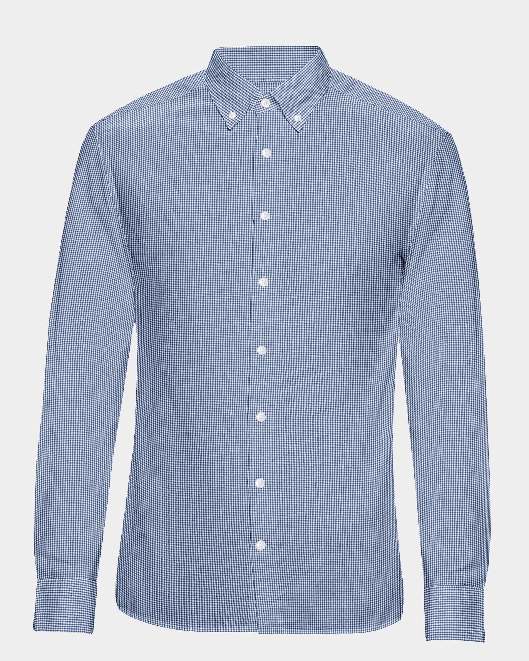 Mid blue Micro-checked Premium Cotton Shirt