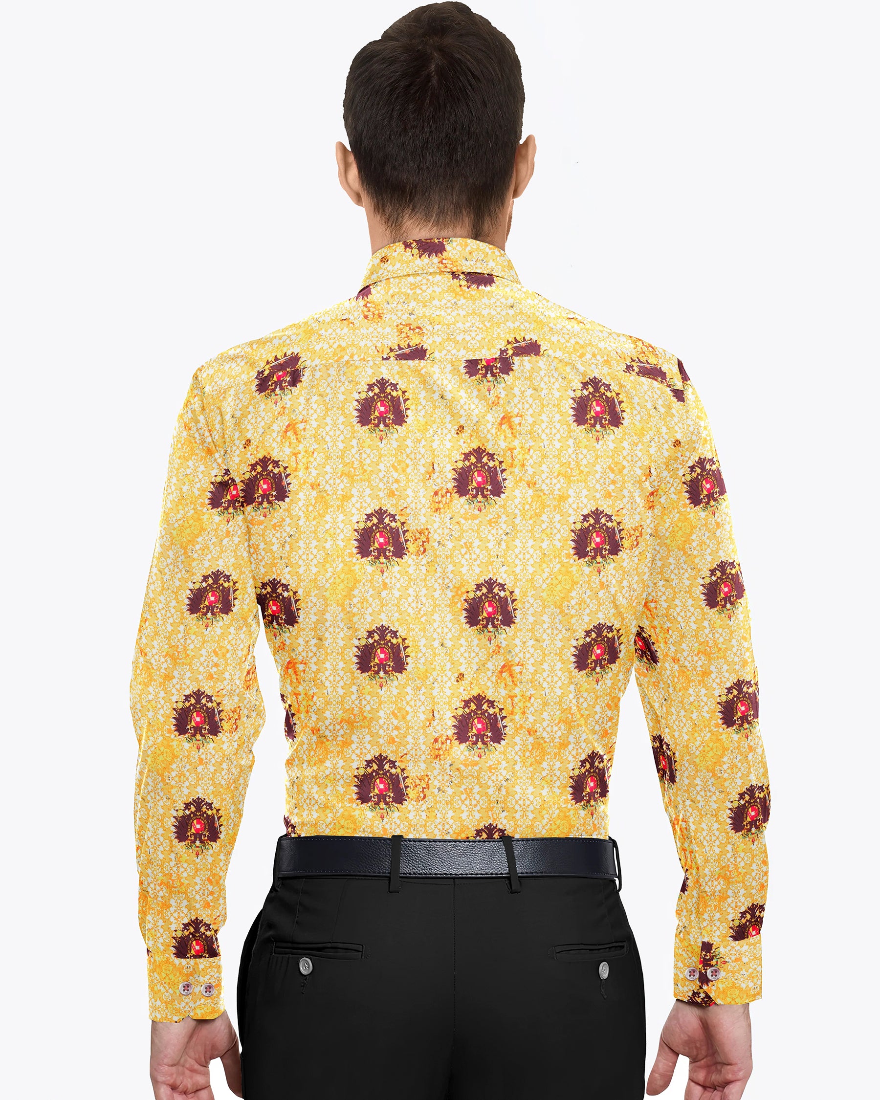 Sunshine Yellow Regal Throne Print Oxford Shirt