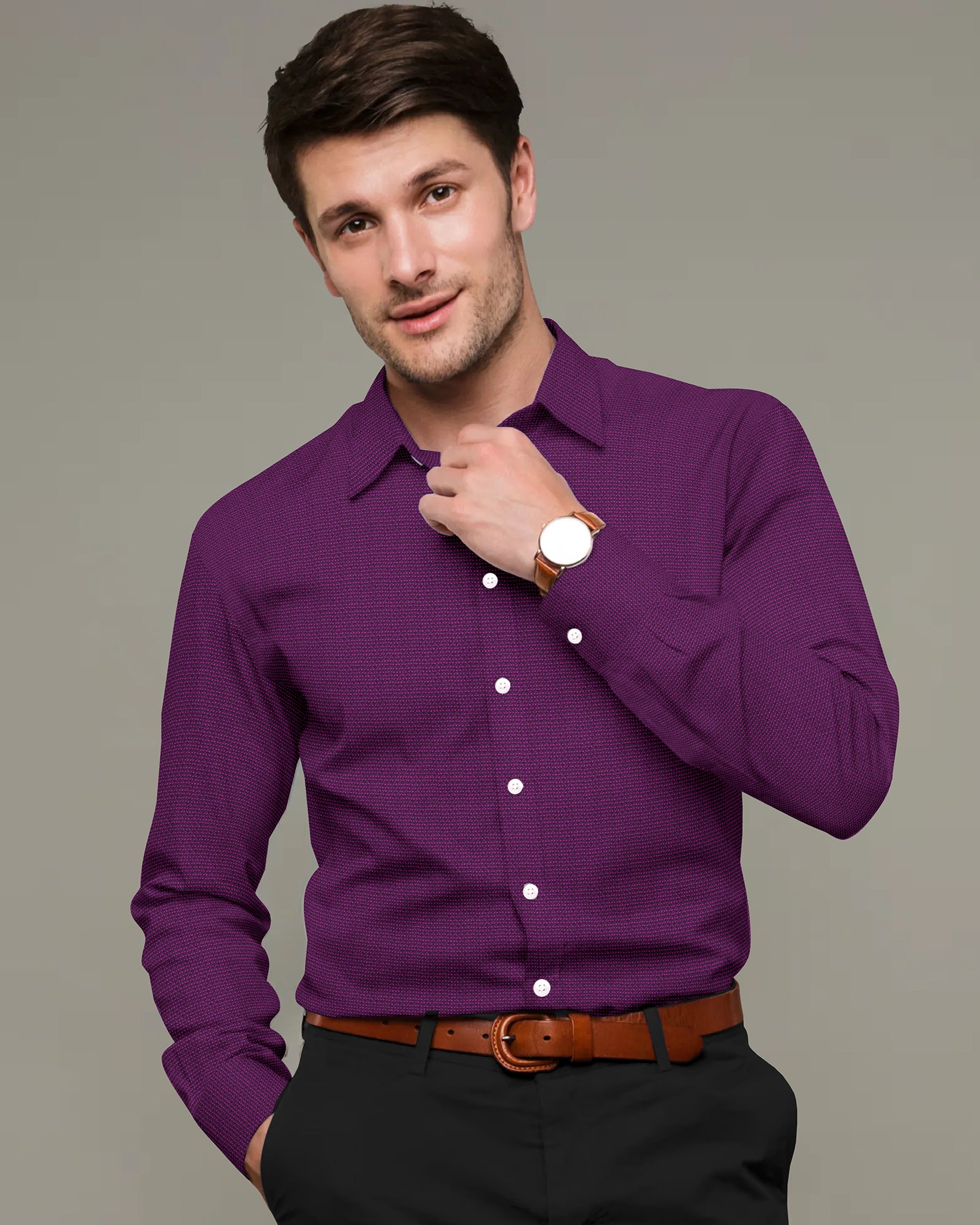 Purple dobby Giza Cotton shirt
