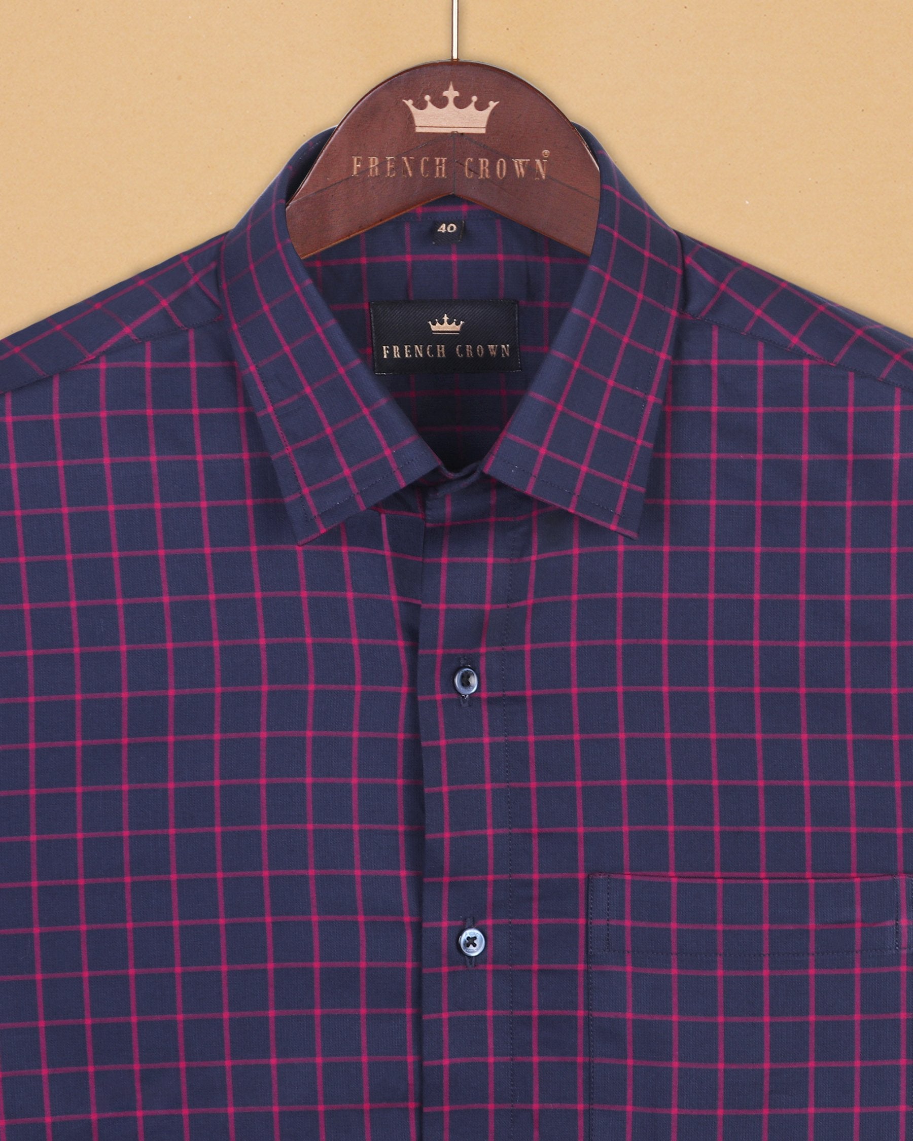 Navy Windowpane Premium Cotton SHIRT