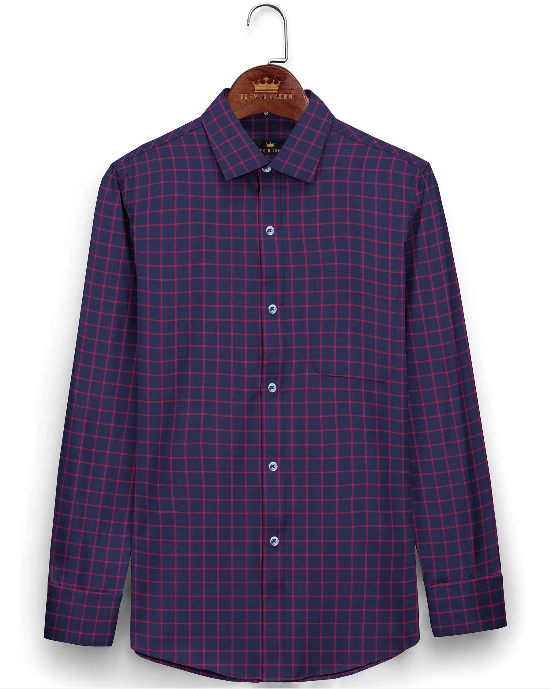 Navy Windowpane Premium Cotton SHIRT