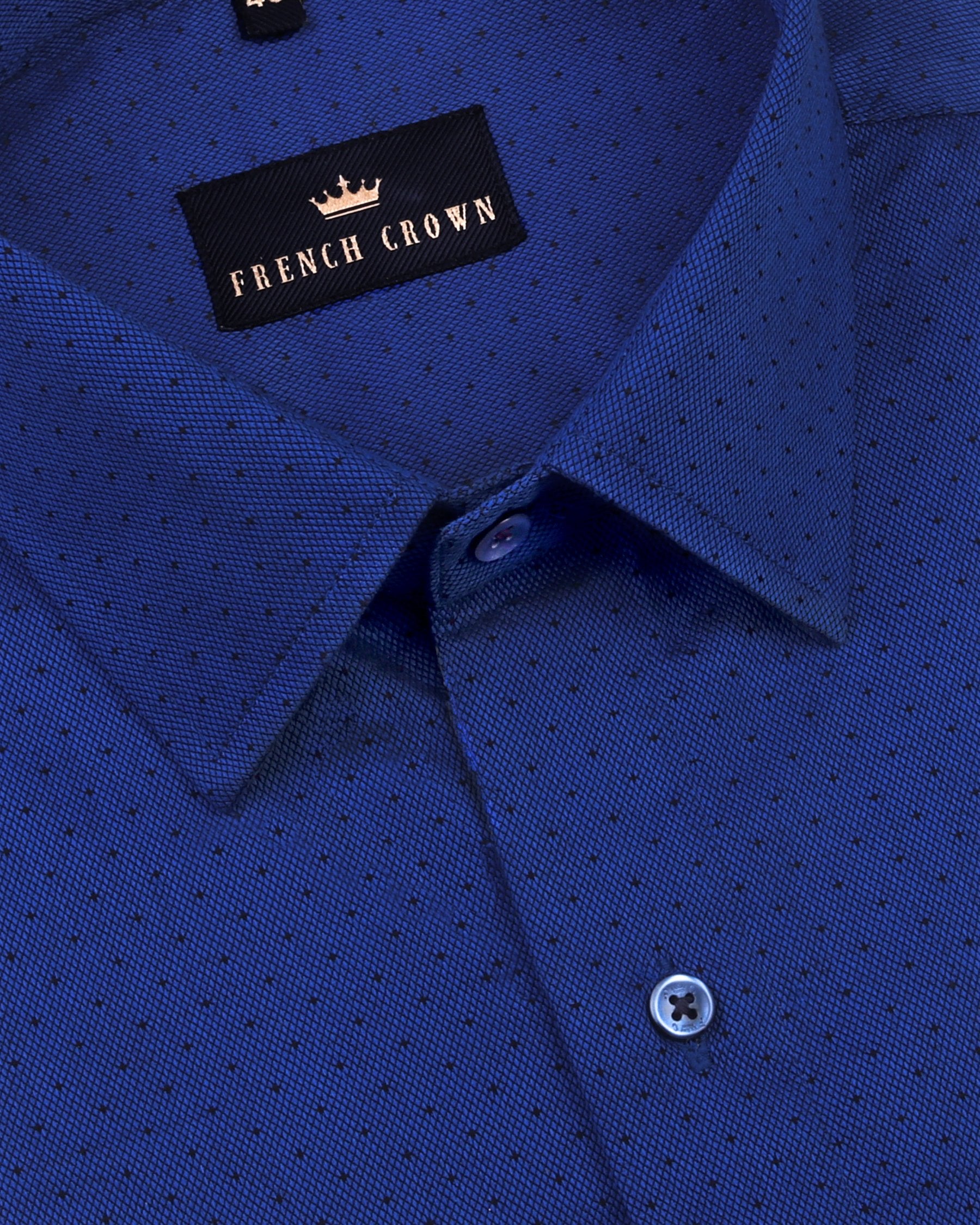 Royal Blue Diamond Dobby with Hat Print Giza Cotton shirt