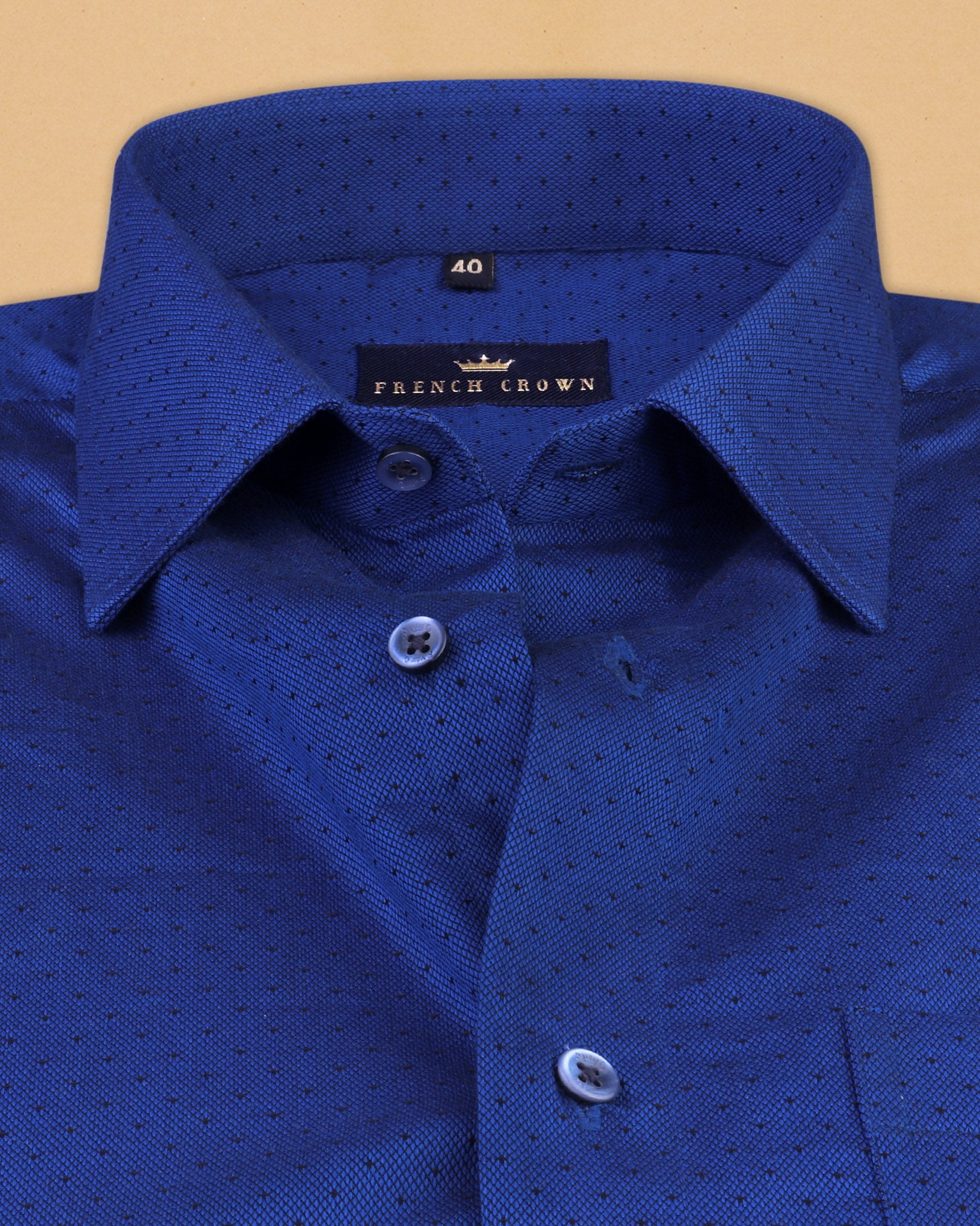Royal Blue Diamond Dobby with Hat Print Giza Cotton shirt