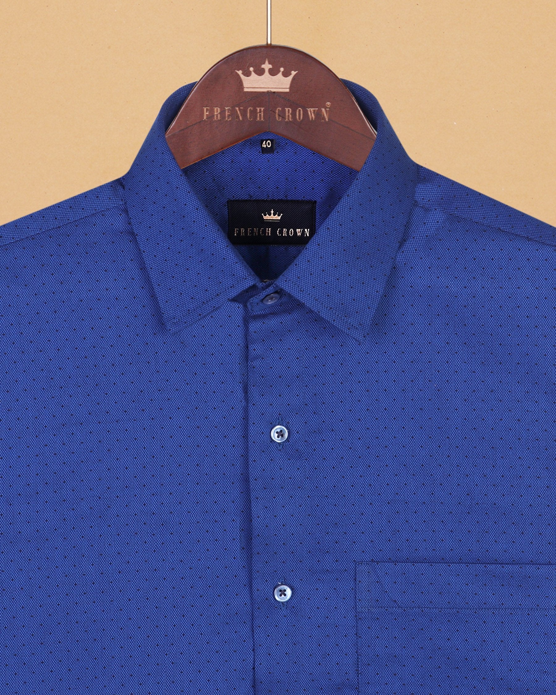 Royal Blue Diamond Dobby with Hat Print Giza Cotton shirt