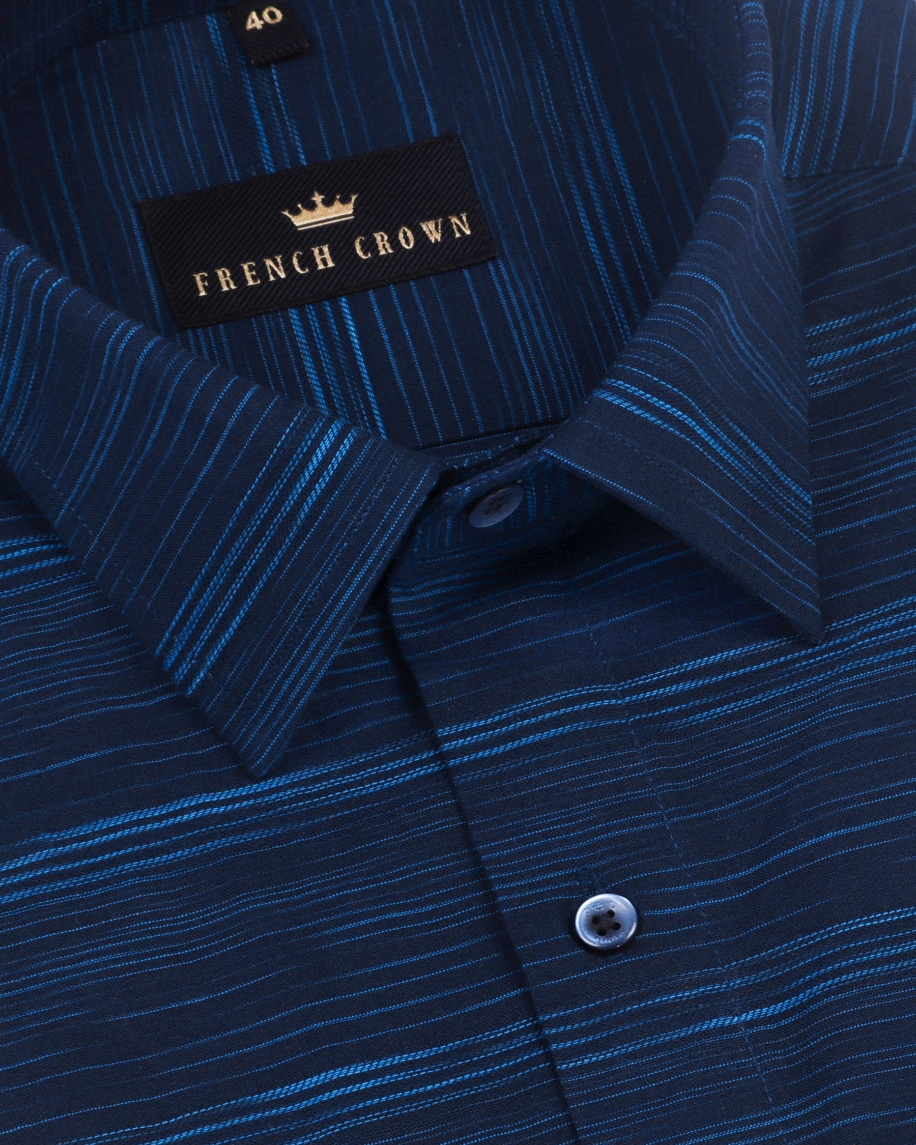 Navy Slubbed Luxurious Linen-Cotton Blend Shirt